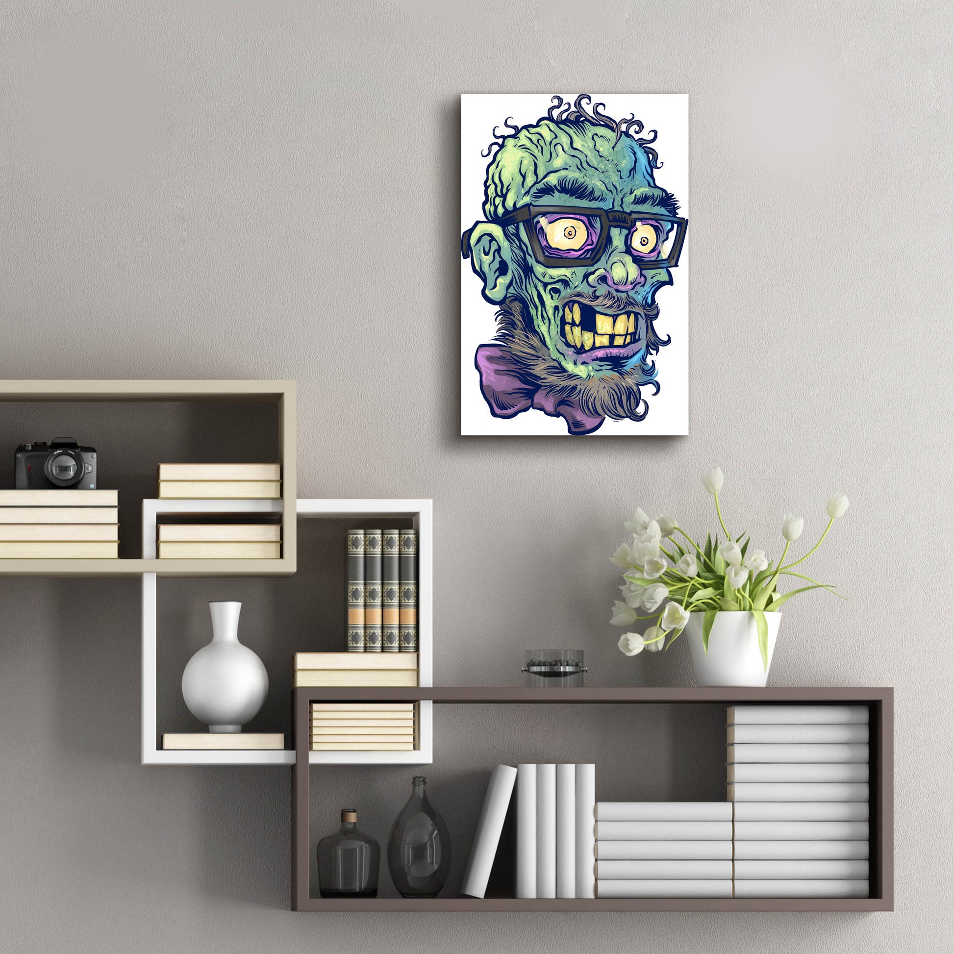 Epic Art 'Zombie Pattern Head 02' by Flyland Designs, Acrylic Glass Wall Art,16x24