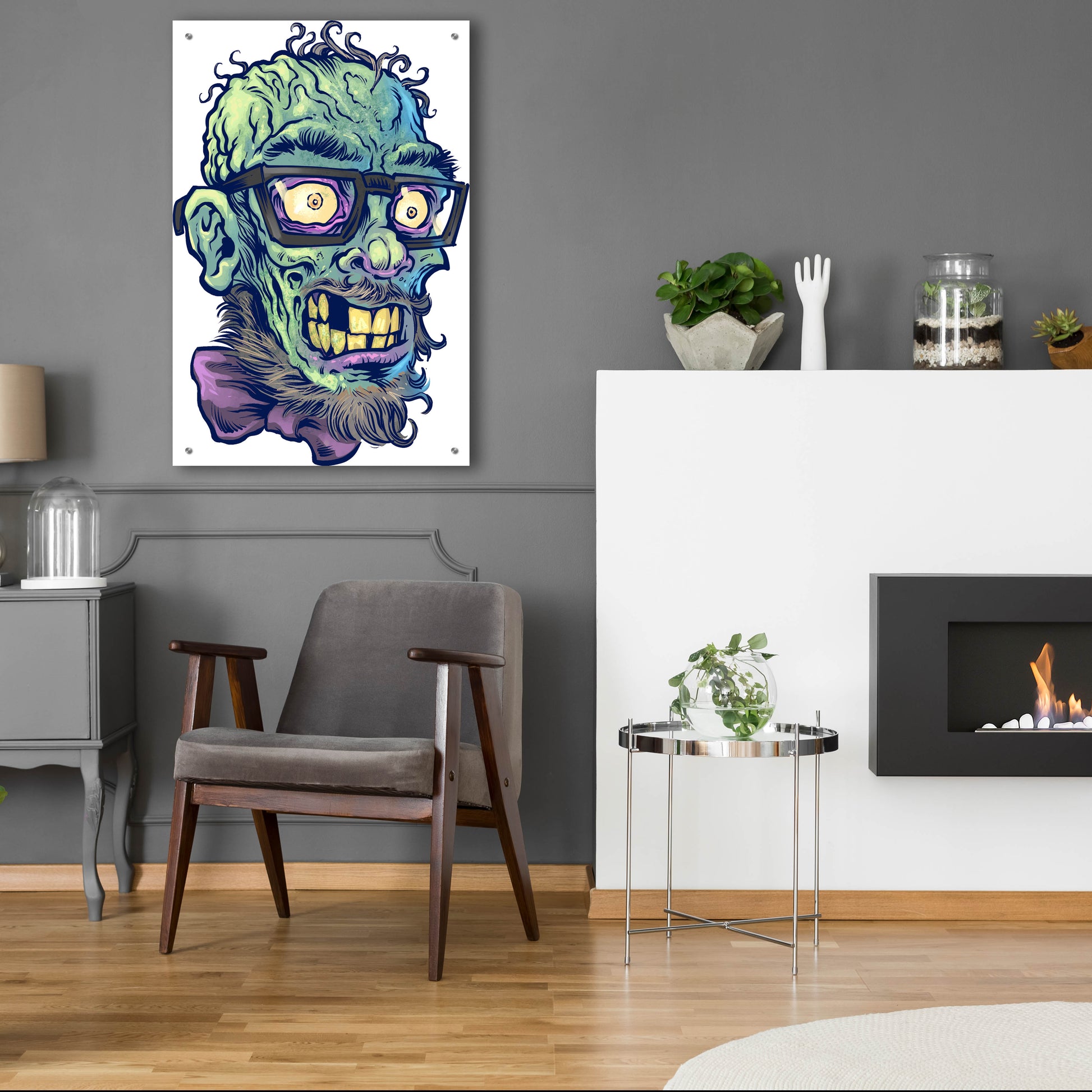 Epic Art 'Zombie Pattern Head 02' by Flyland Designs, Acrylic Glass Wall Art,24x36