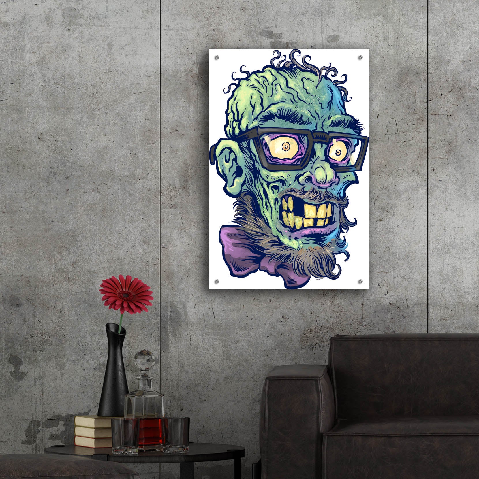 Epic Art 'Zombie Pattern Head 02' by Flyland Designs, Acrylic Glass Wall Art,24x36