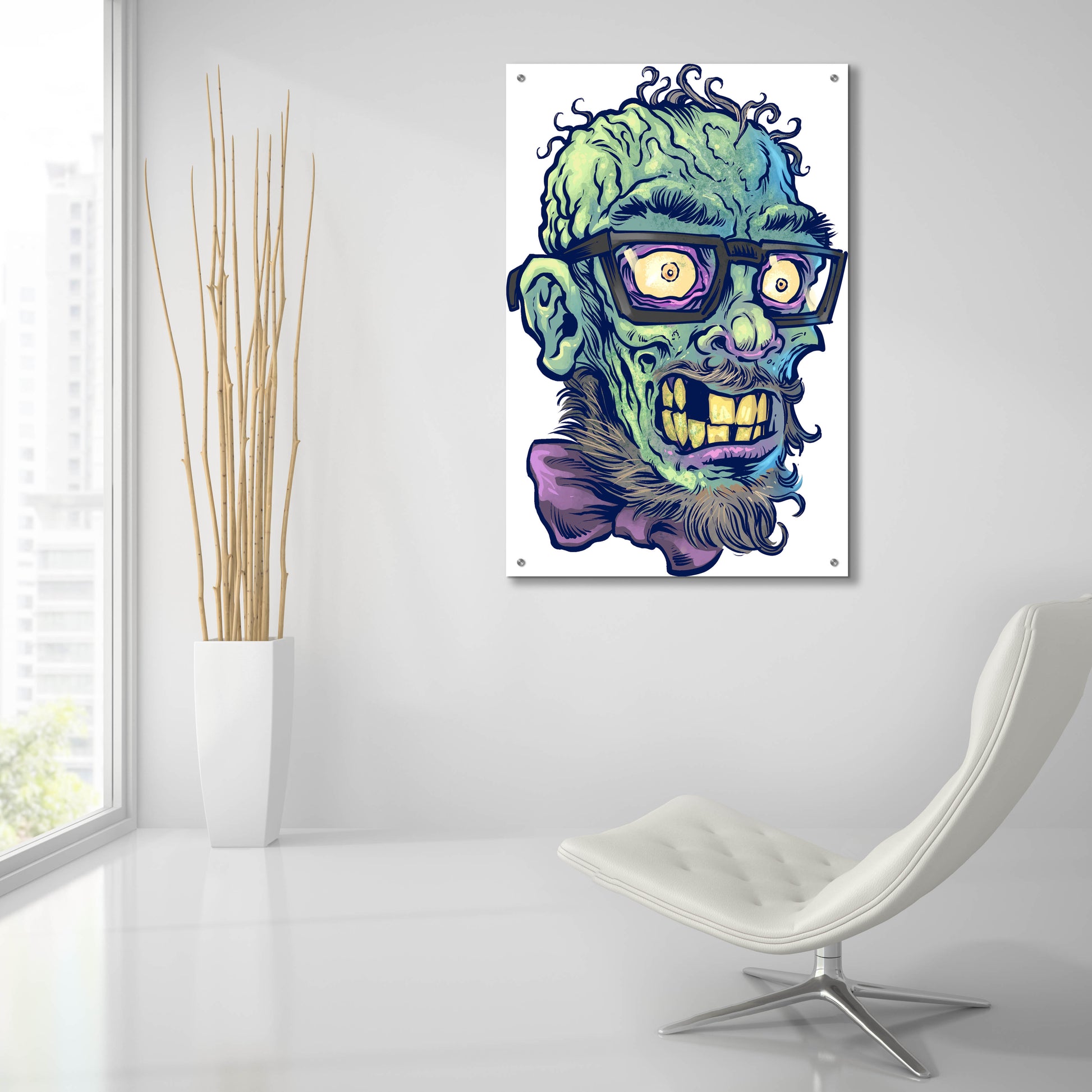 Epic Art 'Zombie Pattern Head 02' by Flyland Designs, Acrylic Glass Wall Art,24x36