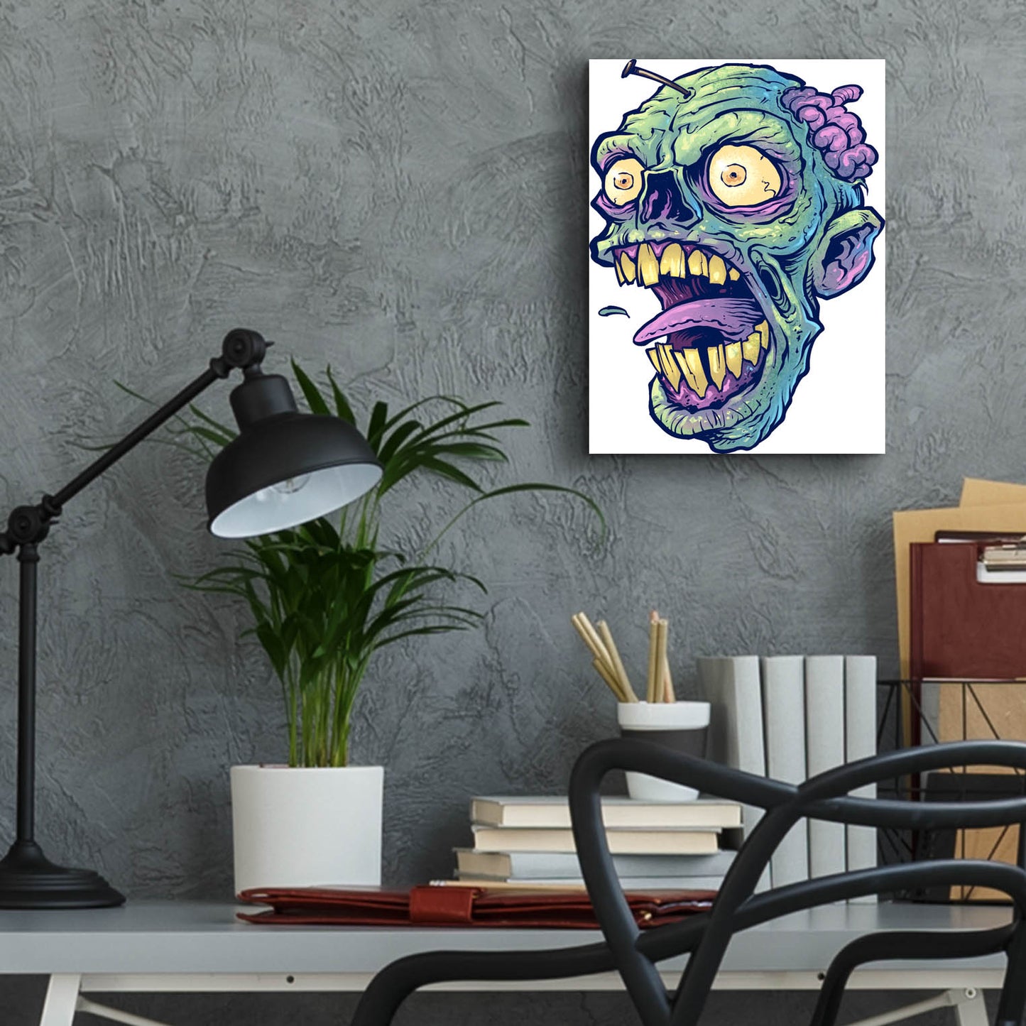 Epic Art 'Zombie Pattern Head 03' by Flyland Designs, Acrylic Glass Wall Art,12x16