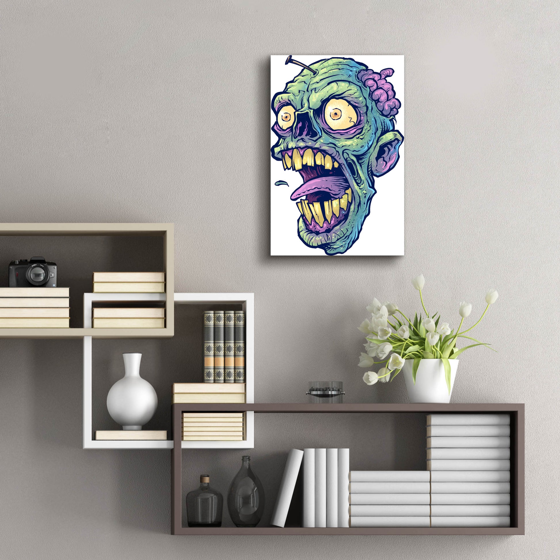 Epic Art 'Zombie Pattern Head 03' by Flyland Designs, Acrylic Glass Wall Art,16x24