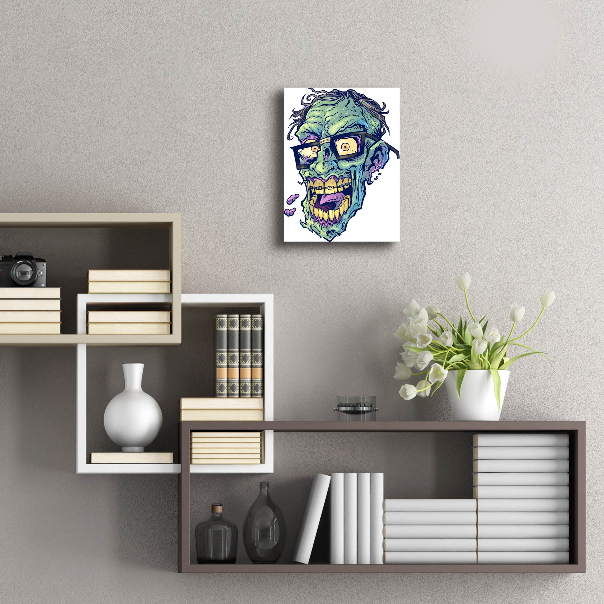 Epic Art 'Zombie Pattern Head 04' by Flyland Designs, Acrylic Glass Wall Art,12x16