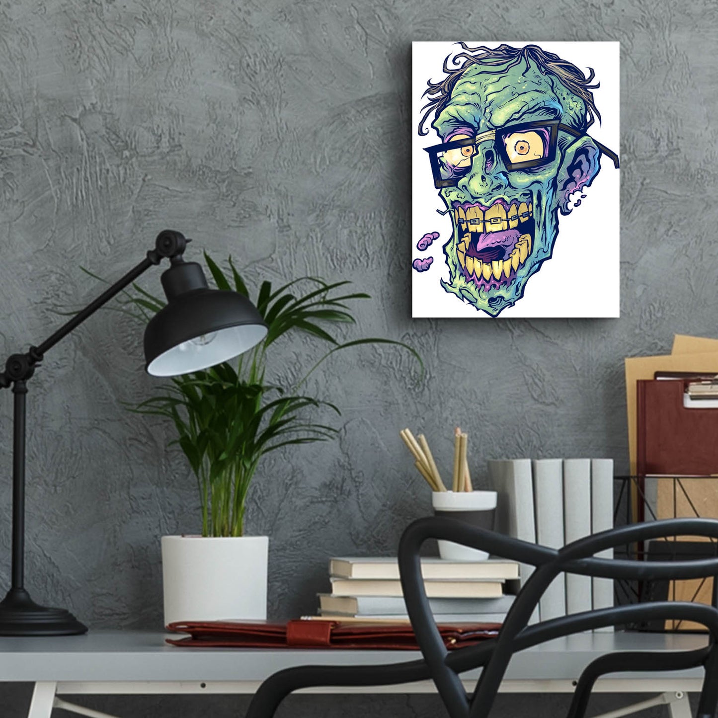 Epic Art 'Zombie Pattern Head 04' by Flyland Designs, Acrylic Glass Wall Art,12x16