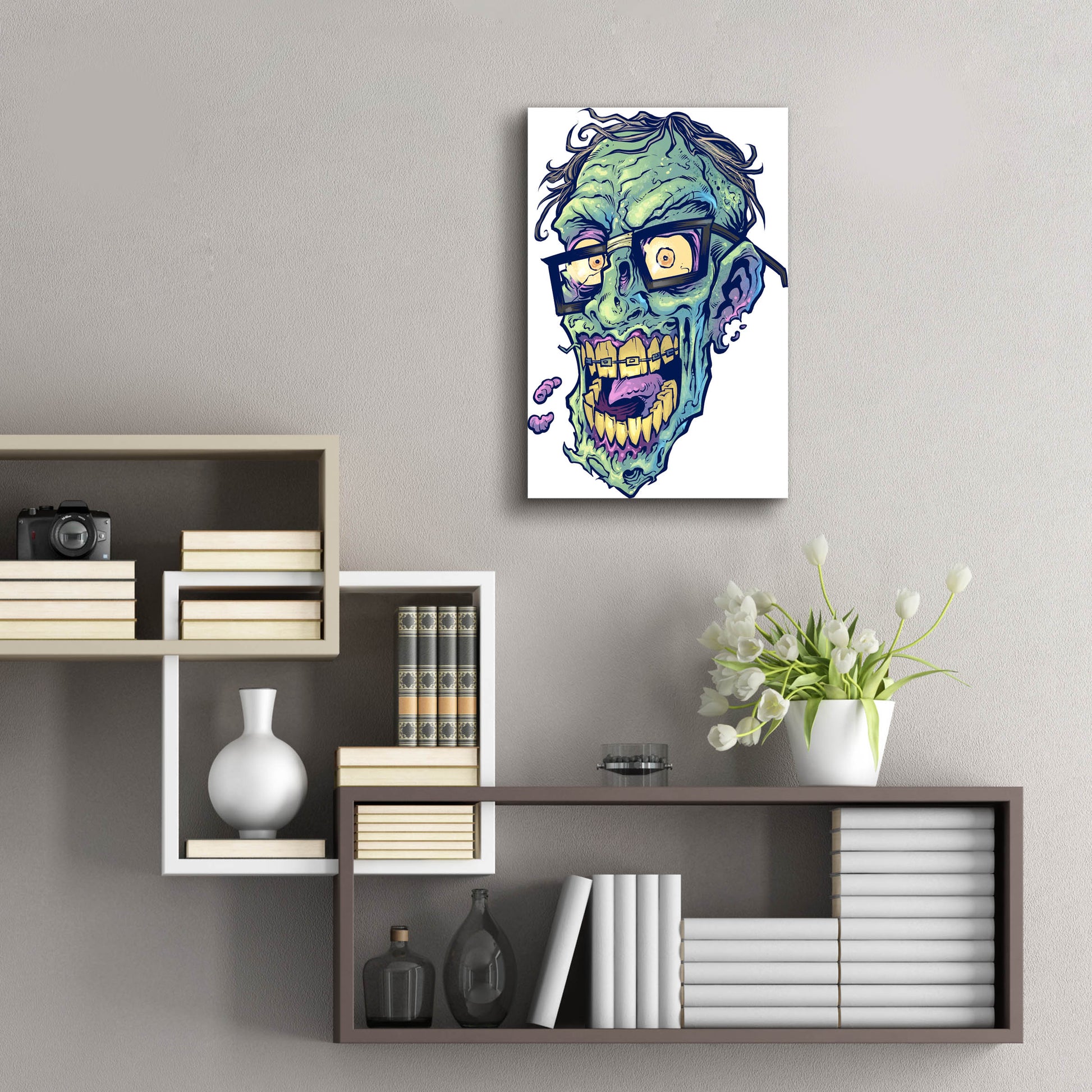 Epic Art 'Zombie Pattern Head 04' by Flyland Designs, Acrylic Glass Wall Art,16x24