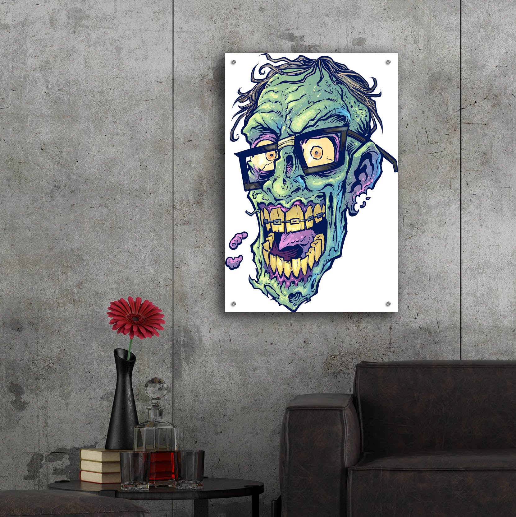 Epic Art 'Zombie Pattern Head 04' by Flyland Designs, Acrylic Glass Wall Art,24x36