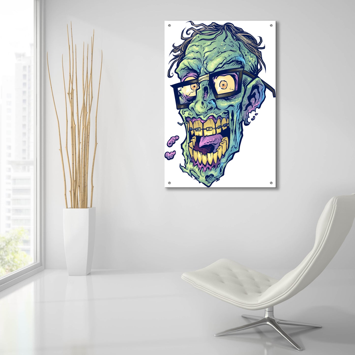 Epic Art 'Zombie Pattern Head 04' by Flyland Designs, Acrylic Glass Wall Art,24x36