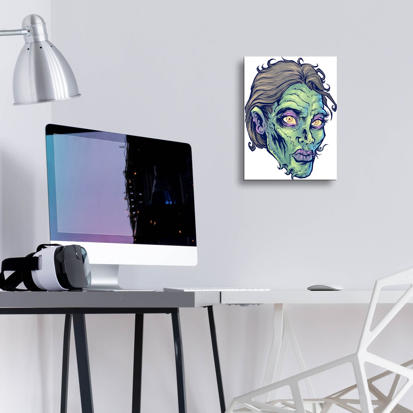 Epic Art 'Zombie Pattern Head 05' by Flyland Designs, Acrylic Glass Wall Art,12x16