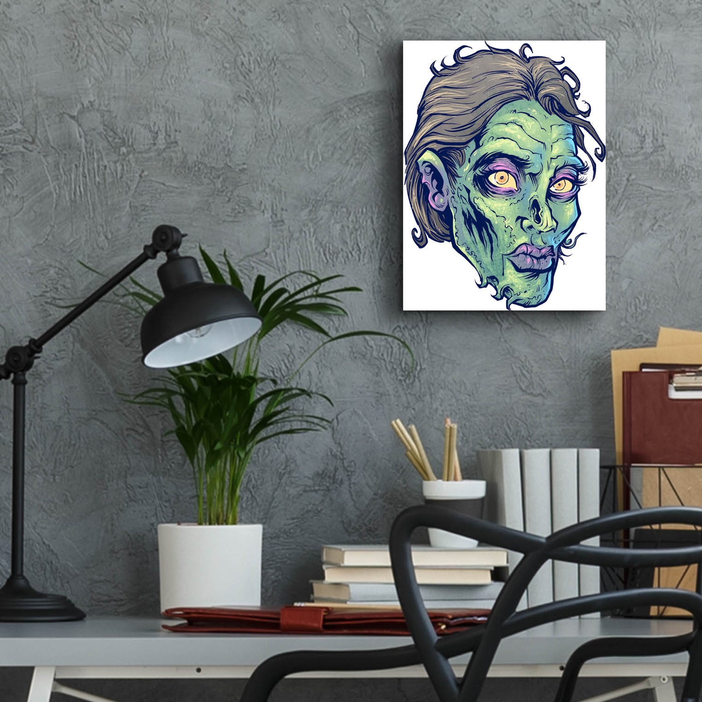 Epic Art 'Zombie Pattern Head 05' by Flyland Designs, Acrylic Glass Wall Art,12x16