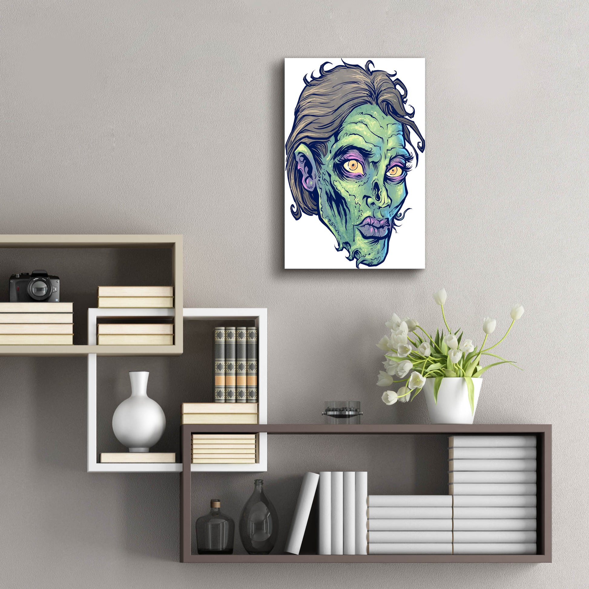 Epic Art 'Zombie Pattern Head 05' by Flyland Designs, Acrylic Glass Wall Art,16x24