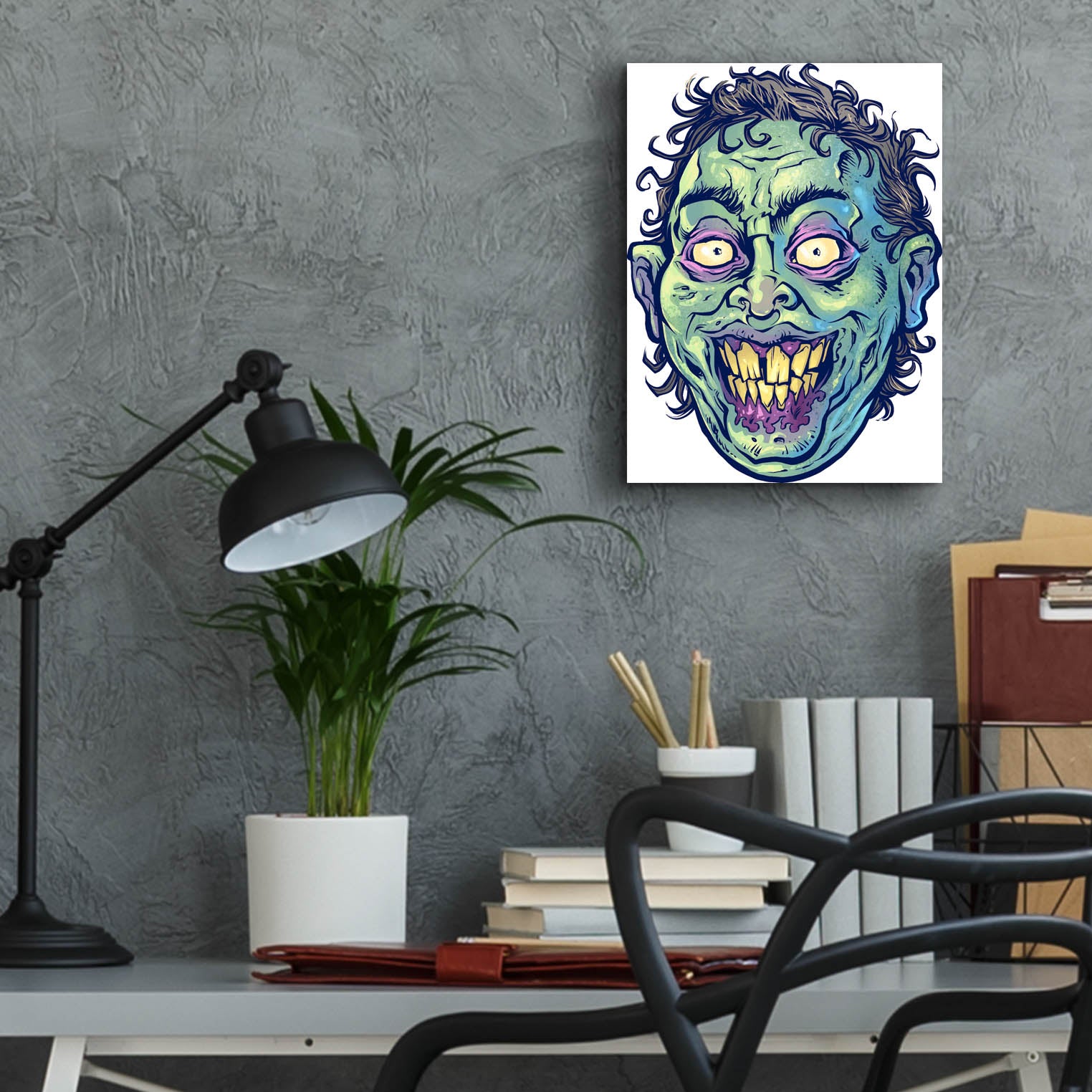 Epic Art 'Zombie Pattern Head 06' by Flyland Designs, Acrylic Glass Wall Art,12x16