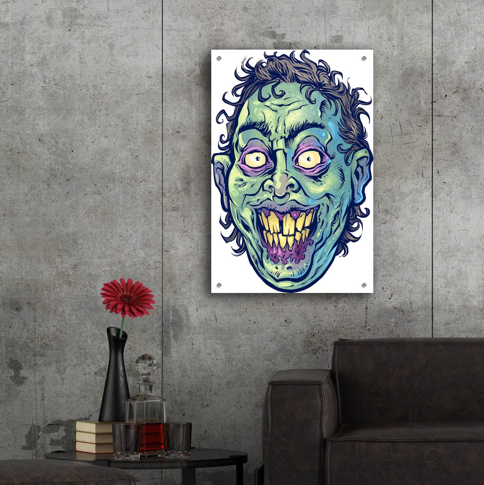 Epic Art 'Zombie Pattern Head 06' by Flyland Designs, Acrylic Glass Wall Art,24x36