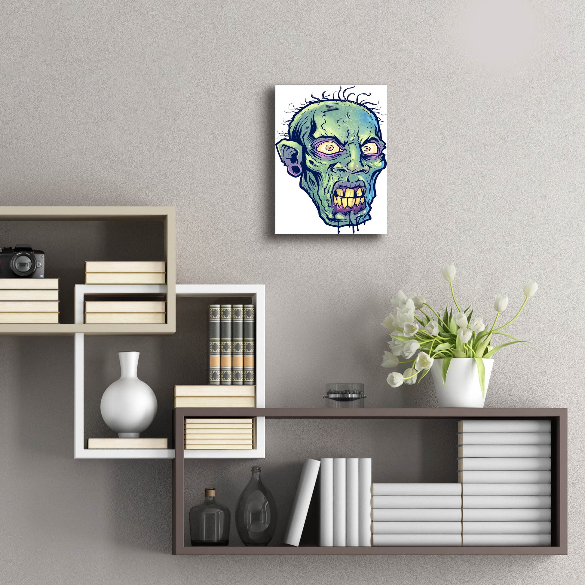 Epic Art 'Zombie Pattern Head 07' by Flyland Designs, Acrylic Glass Wall Art,12x16