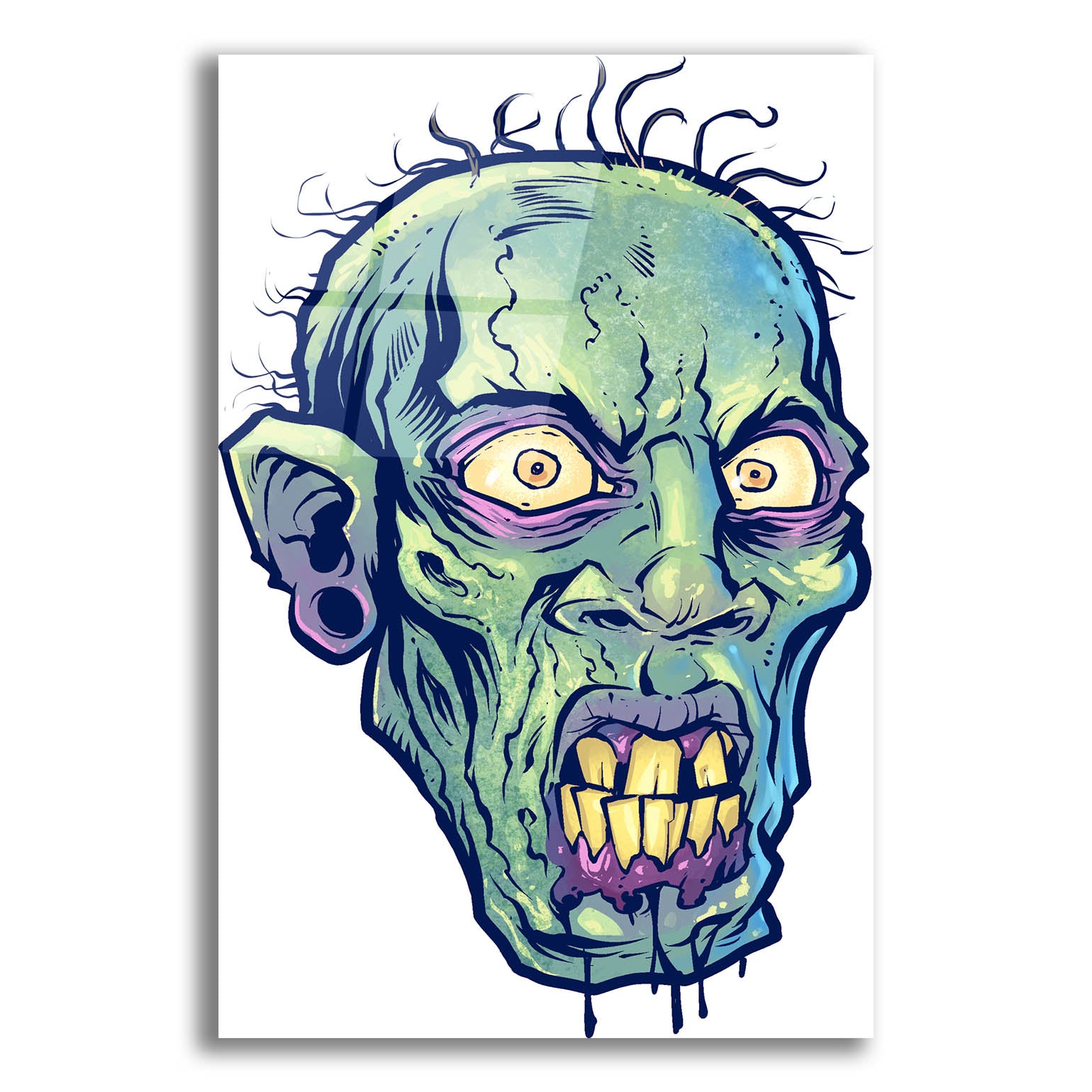 Epic Art 'Zombie Pattern Head 07' by Flyland Designs, Acrylic Glass Wall Art,12x16