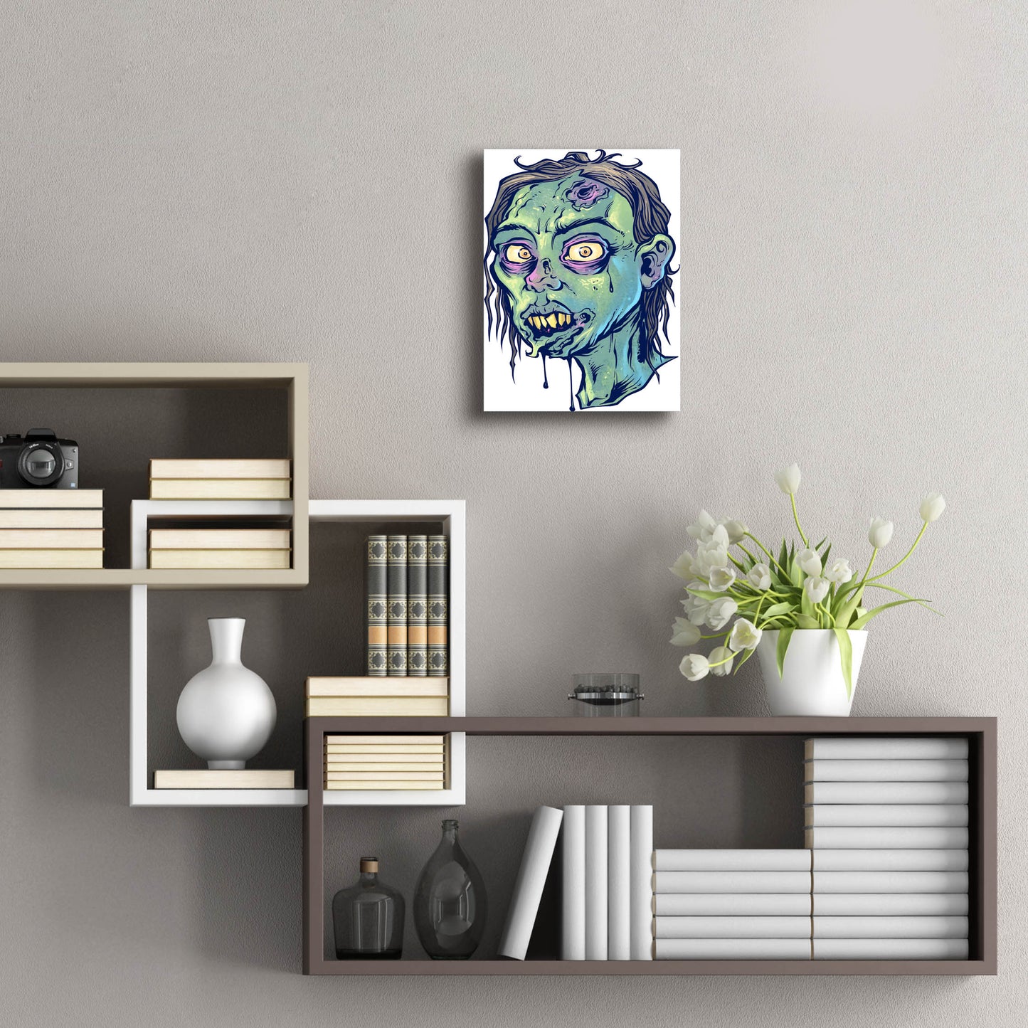 Epic Art 'Zombie Pattern Head 08' by Flyland Designs, Acrylic Glass Wall Art,12x16