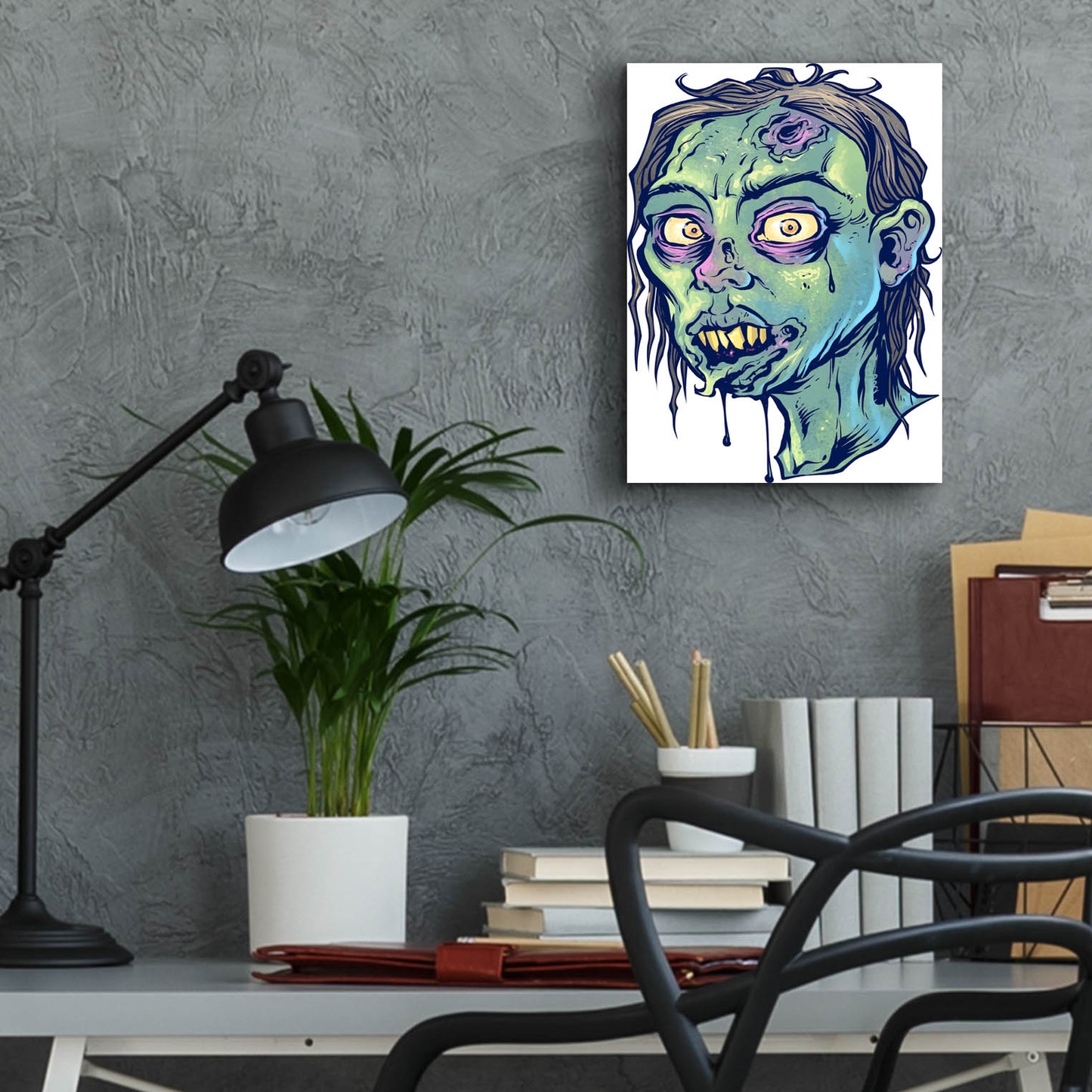 Epic Art 'Zombie Pattern Head 08' by Flyland Designs, Acrylic Glass Wall Art,12x16