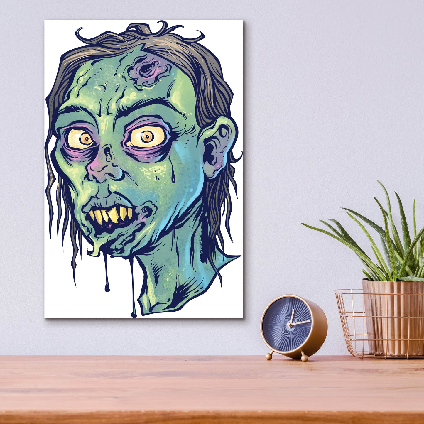 Epic Art 'Zombie Pattern Head 08' by Flyland Designs, Acrylic Glass Wall Art,12x16