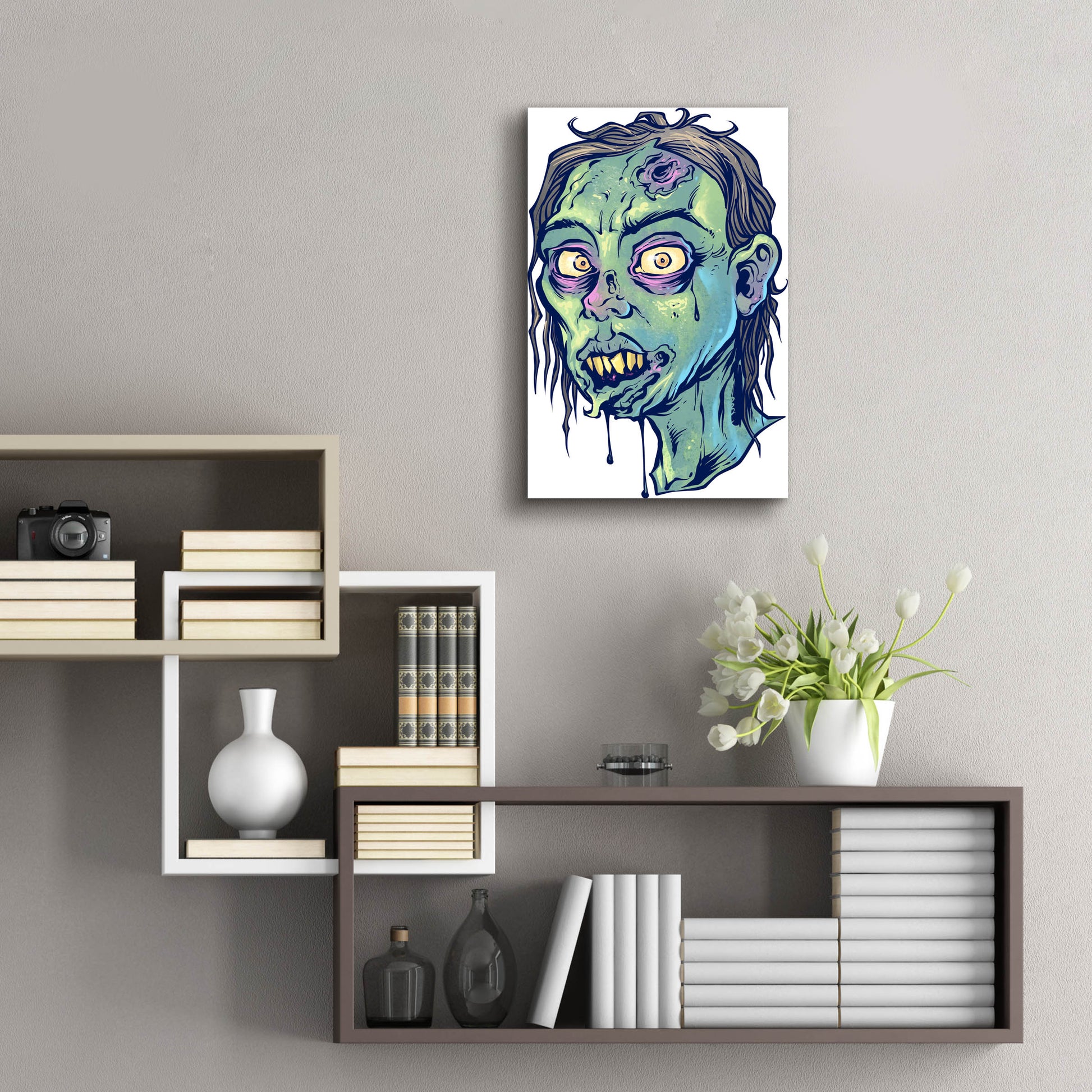 Epic Art 'Zombie Pattern Head 08' by Flyland Designs, Acrylic Glass Wall Art,16x24