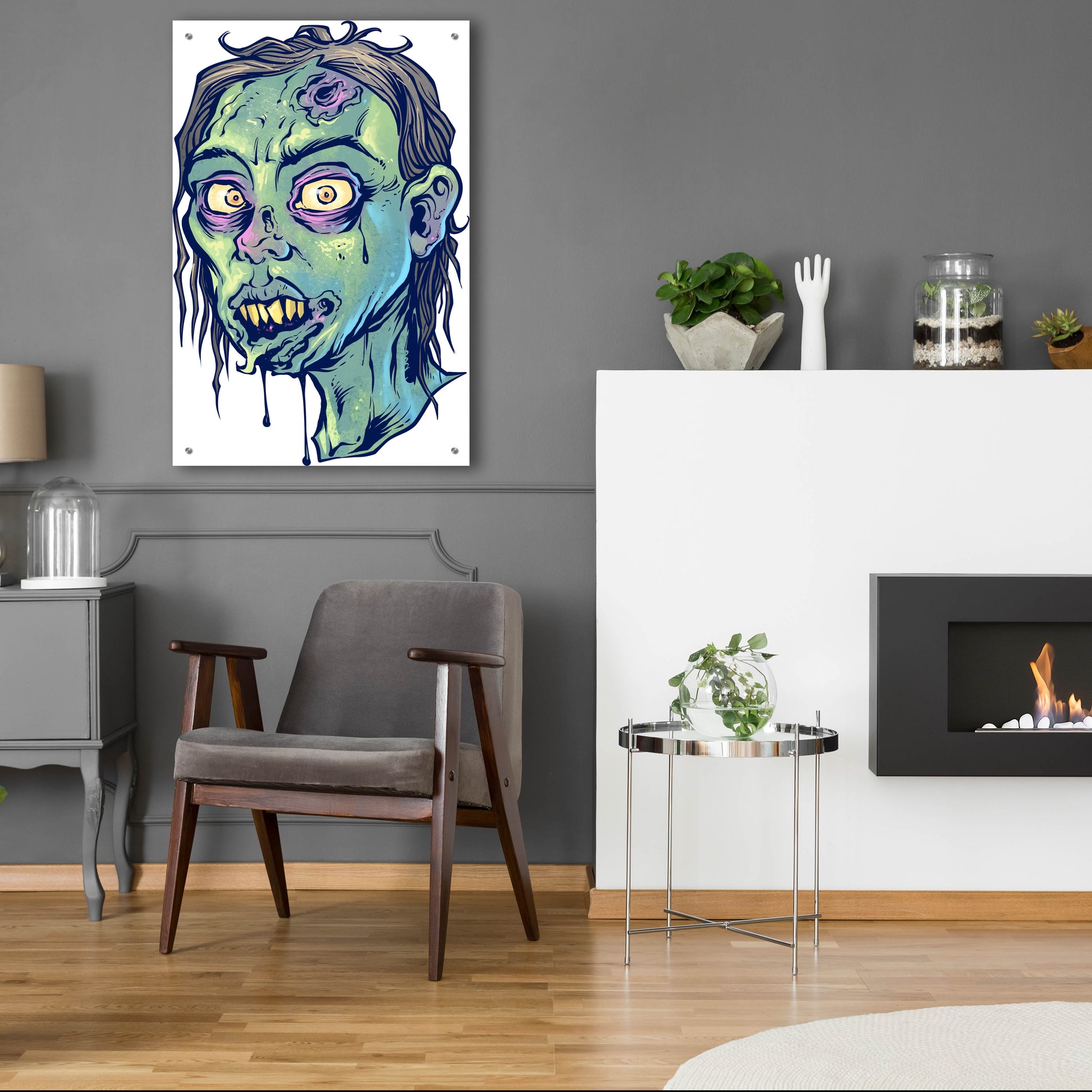 Epic Art 'Zombie Pattern Head 08' by Flyland Designs, Acrylic Glass Wall Art,24x36