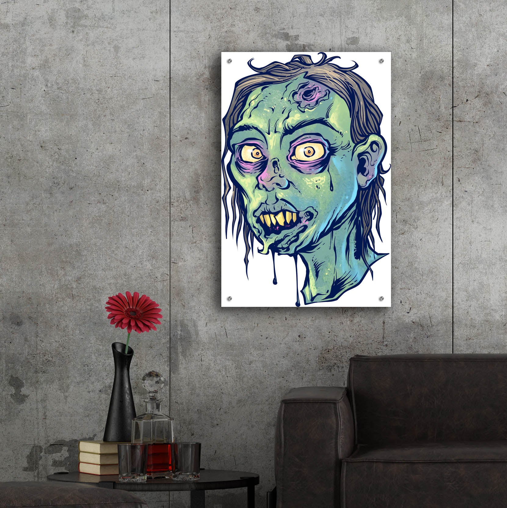 Epic Art 'Zombie Pattern Head 08' by Flyland Designs, Acrylic Glass Wall Art,24x36