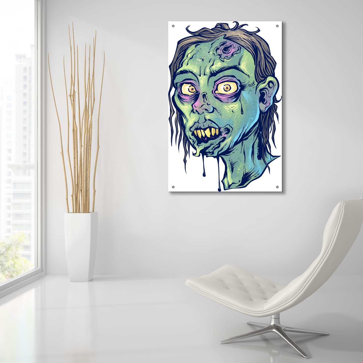 Epic Art 'Zombie Pattern Head 08' by Flyland Designs, Acrylic Glass Wall Art,24x36