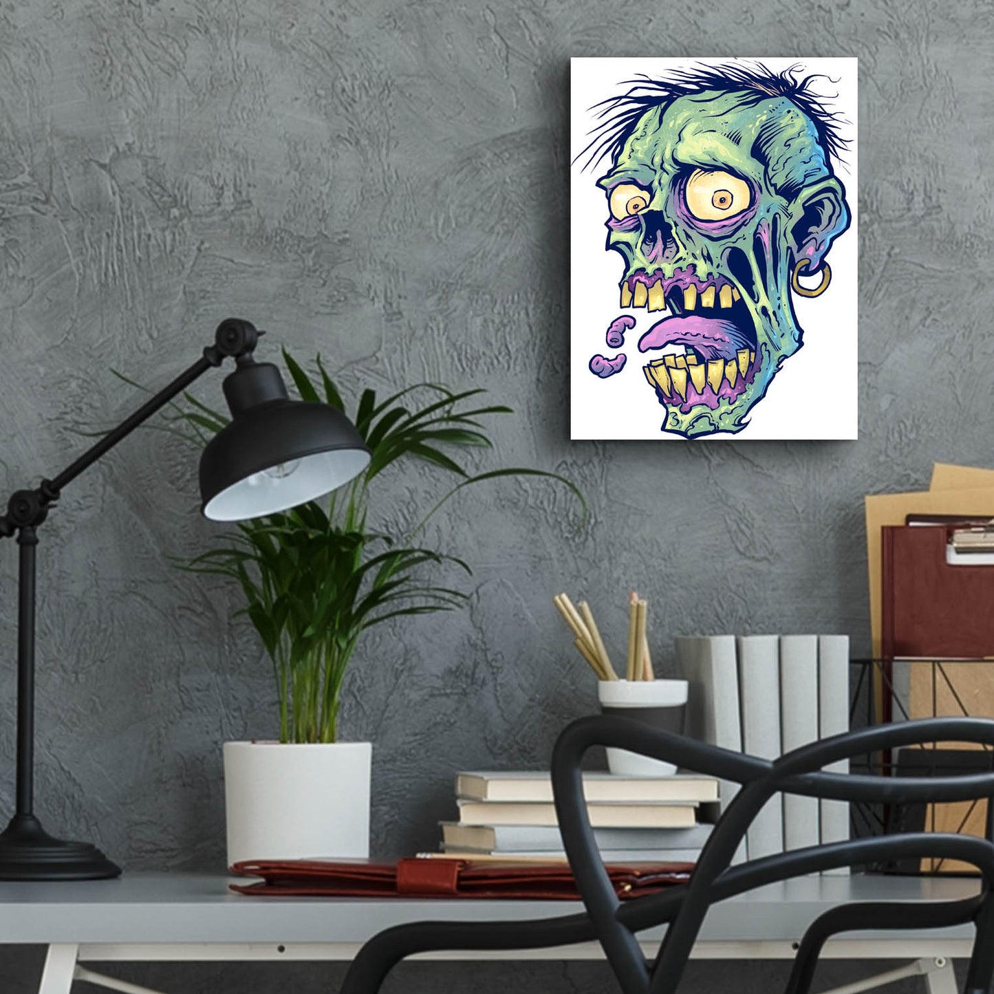 Epic Art 'Zombie Pattern Head 09' by Flyland Designs, Acrylic Glass Wall Art,12x16