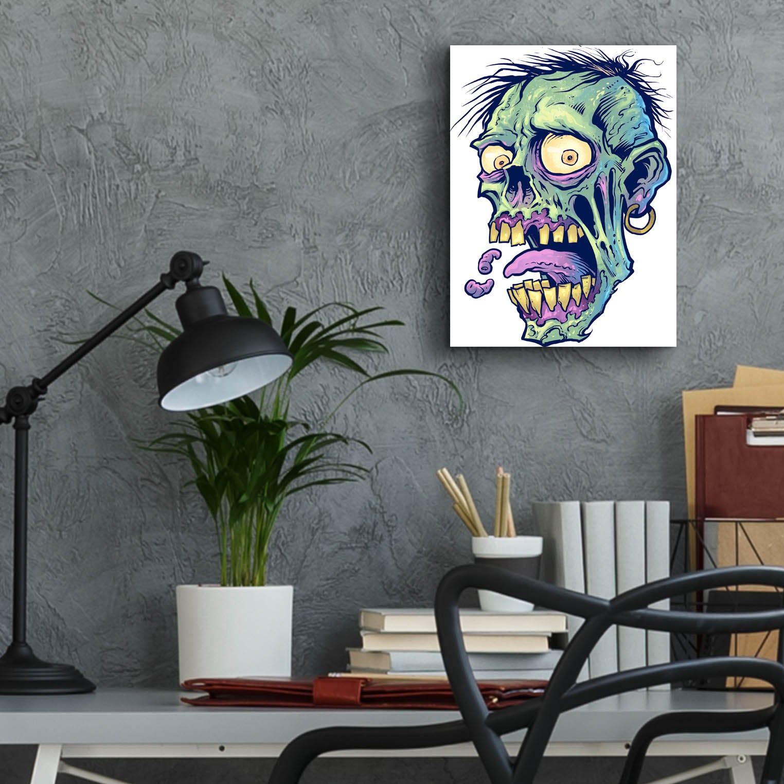 Epic Art 'Zombie Pattern Head 09' by Flyland Designs, Acrylic Glass Wall Art,12x16