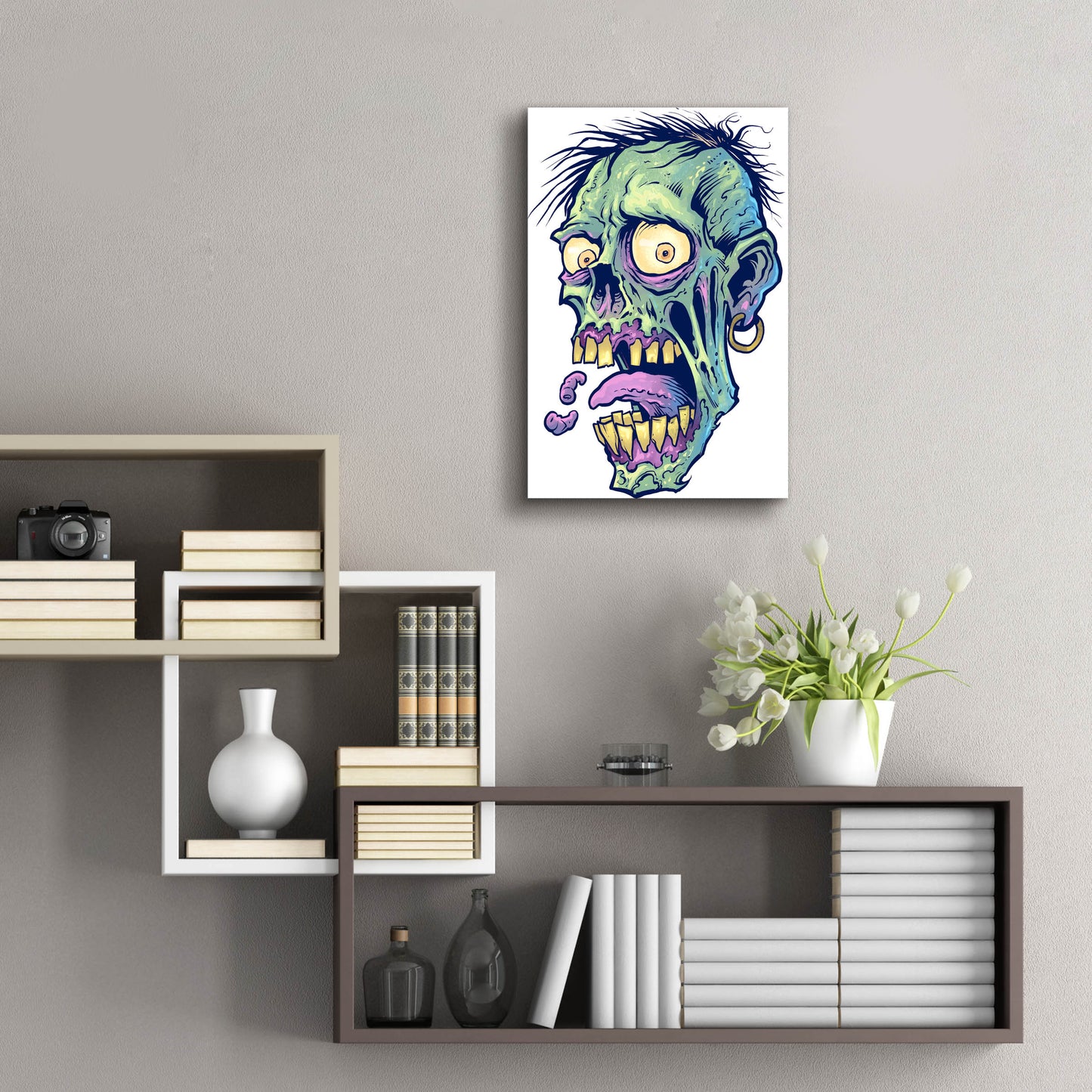 Epic Art 'Zombie Pattern Head 09' by Flyland Designs, Acrylic Glass Wall Art,16x24