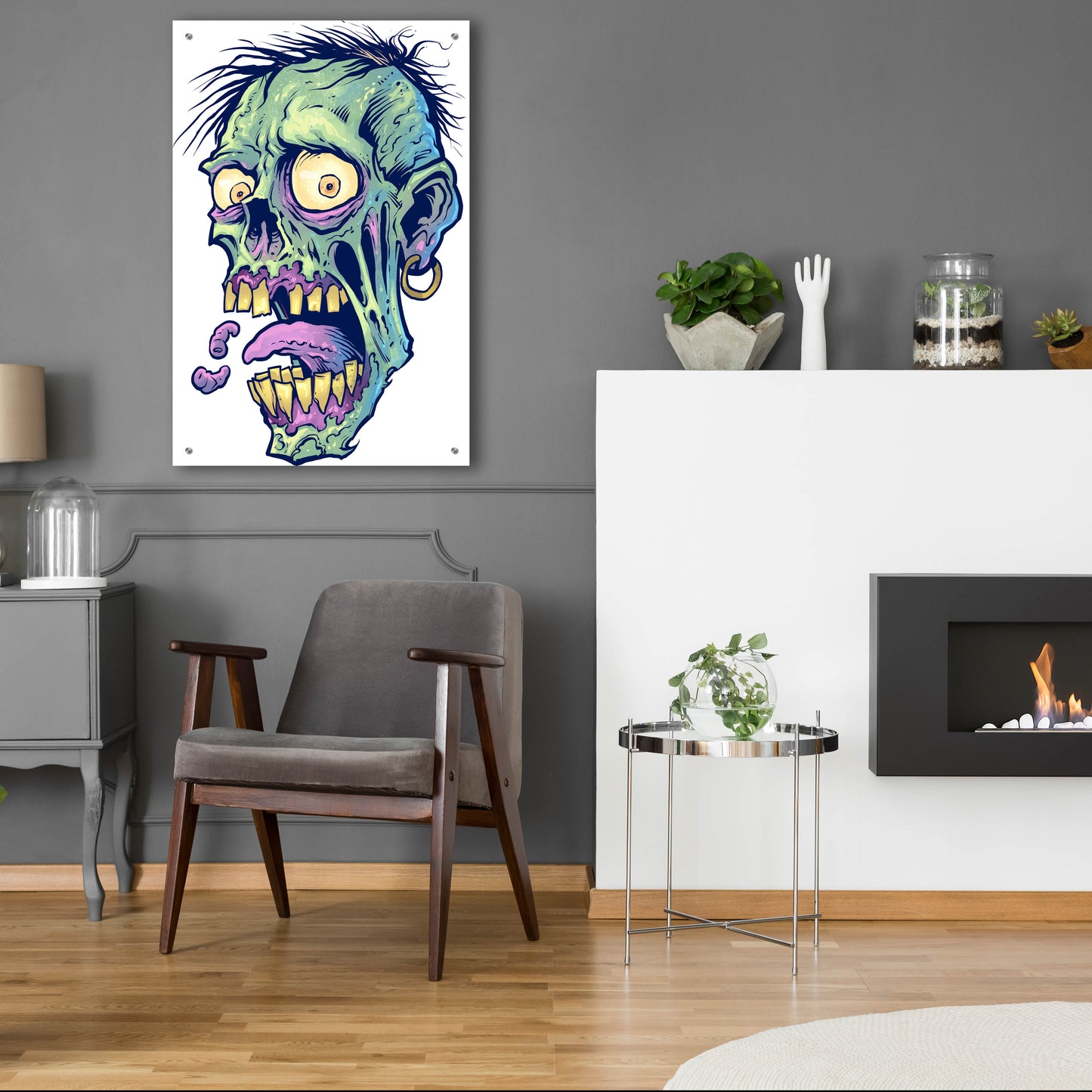 Epic Art 'Zombie Pattern Head 09' by Flyland Designs, Acrylic Glass Wall Art,24x36