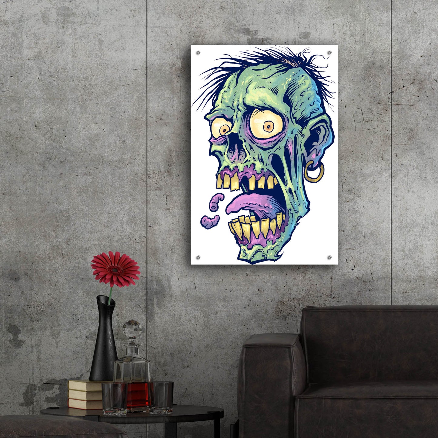 Epic Art 'Zombie Pattern Head 09' by Flyland Designs, Acrylic Glass Wall Art,24x36