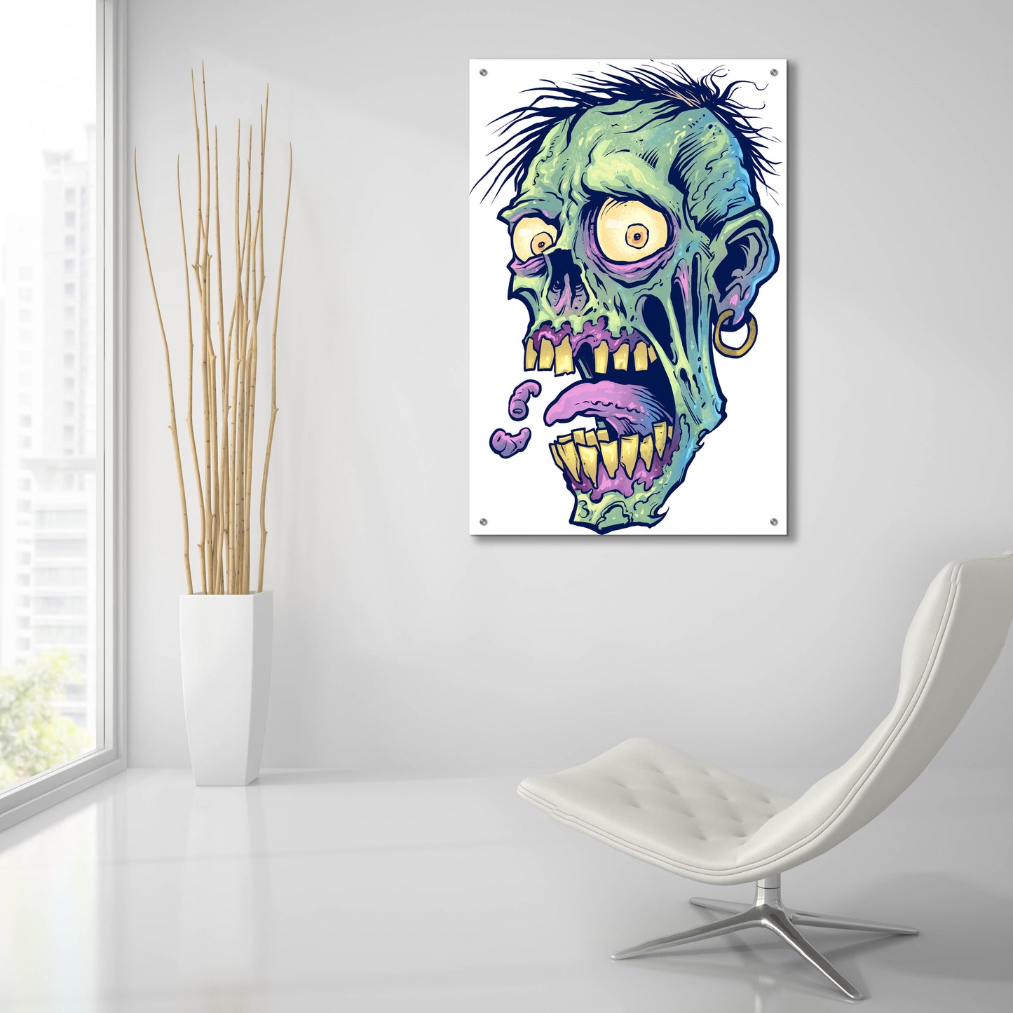 Epic Art 'Zombie Pattern Head 09' by Flyland Designs, Acrylic Glass Wall Art,24x36