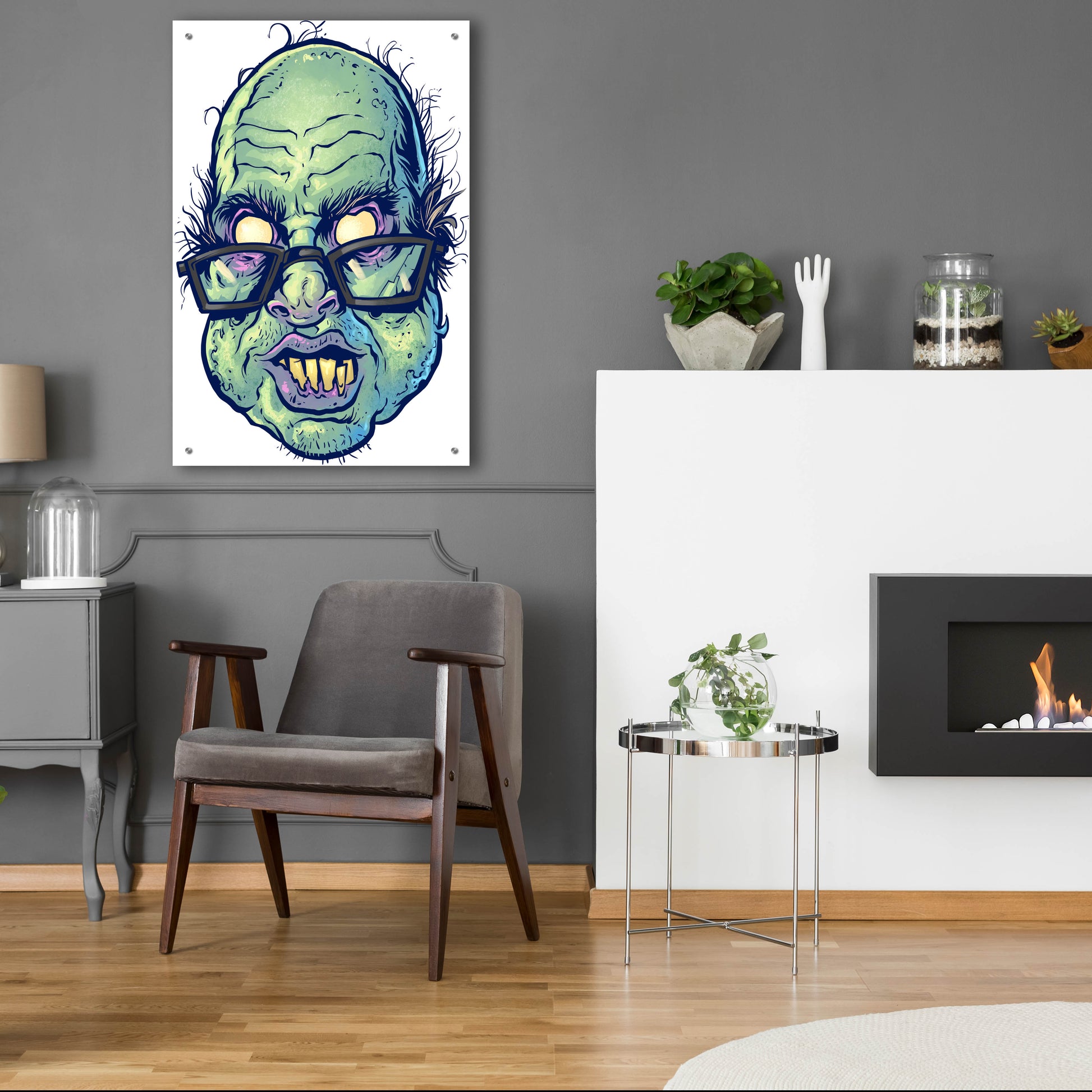 Epic Art 'Zombie Pattern Head 10' by Flyland Designs, Acrylic Glass Wall Art,24x36