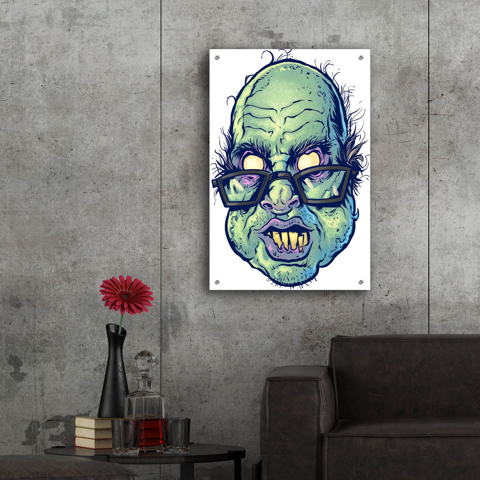 Epic Art 'Zombie Pattern Head 10' by Flyland Designs, Acrylic Glass Wall Art,24x36