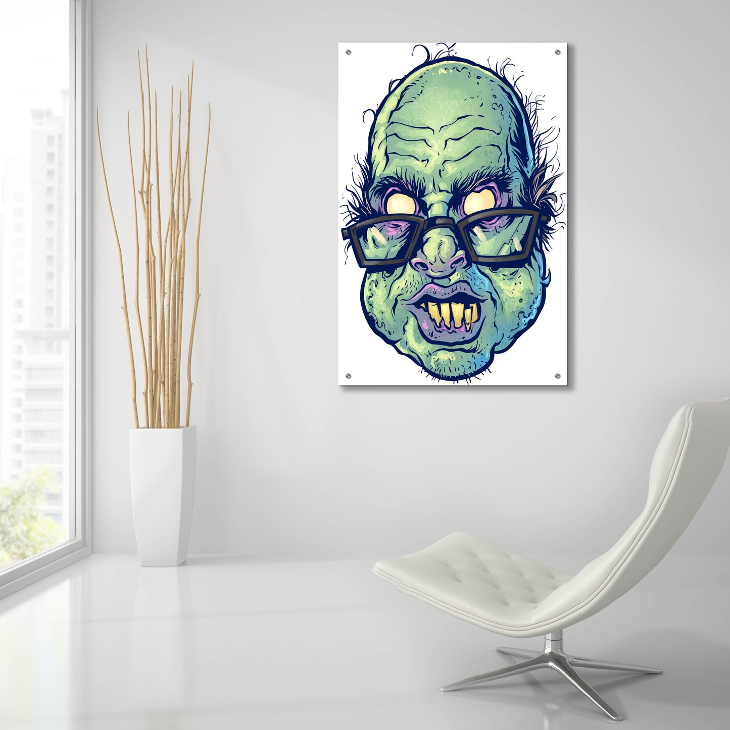 Epic Art 'Zombie Pattern Head 10' by Flyland Designs, Acrylic Glass Wall Art,24x36