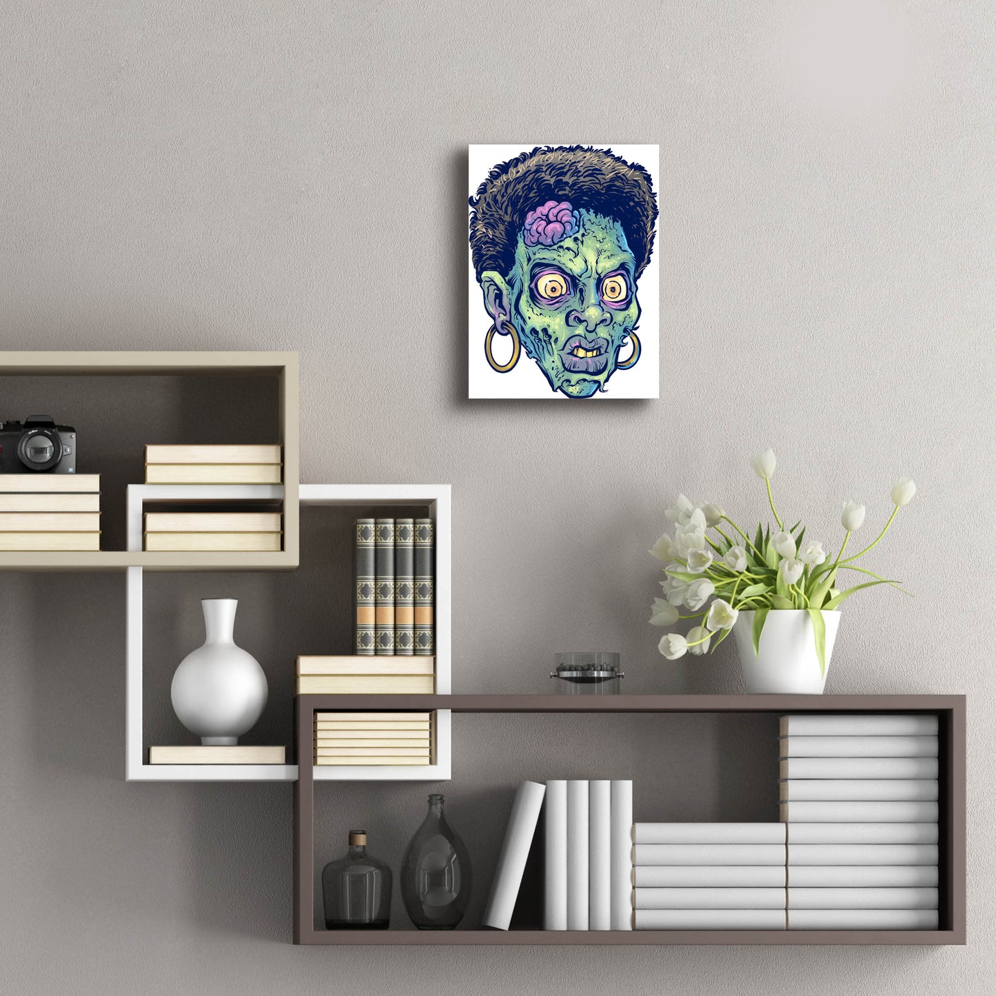 Epic Art 'Zombie Pattern Head 11' by Flyland Designs, Acrylic Glass Wall Art,12x16