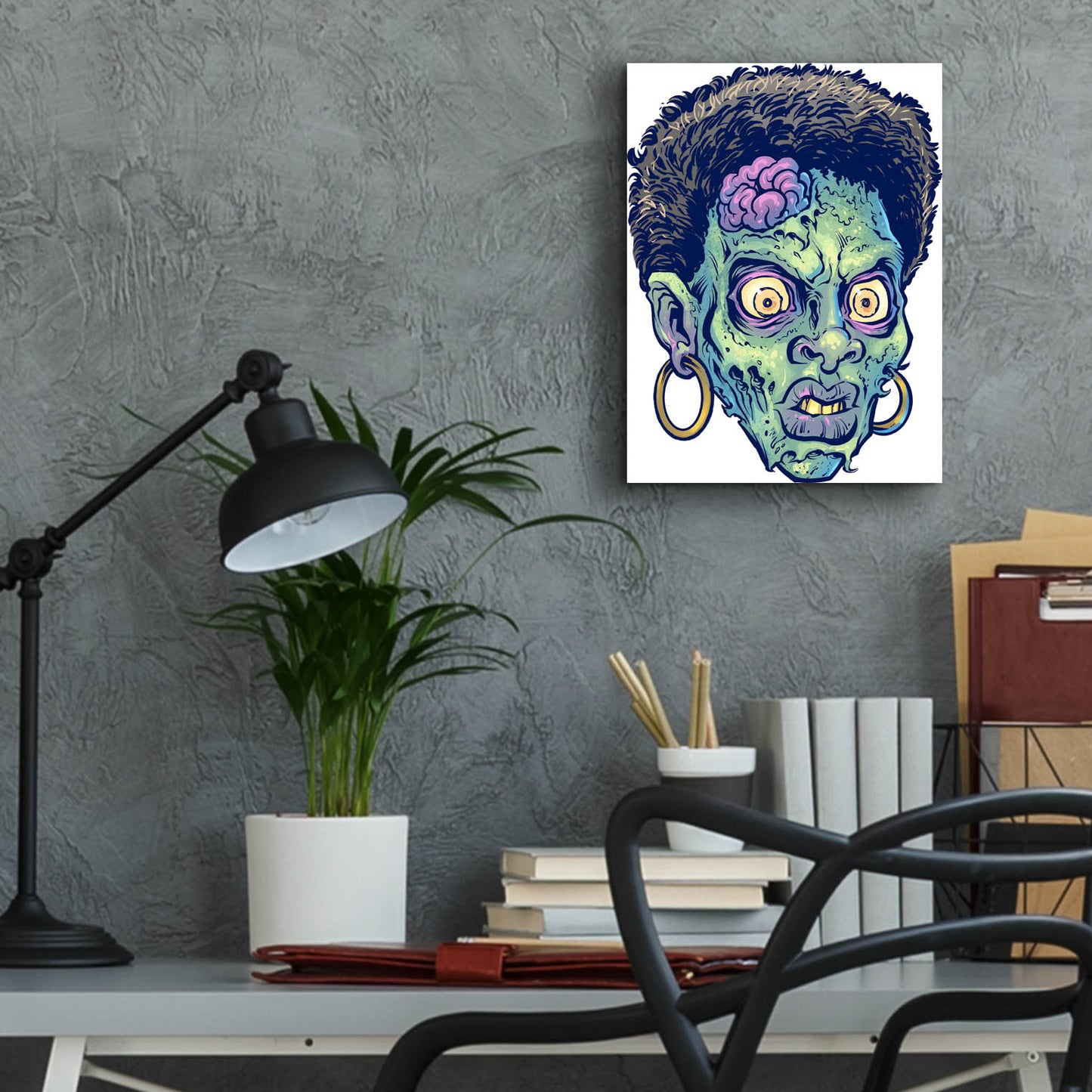 Epic Art 'Zombie Pattern Head 11' by Flyland Designs, Acrylic Glass Wall Art,12x16