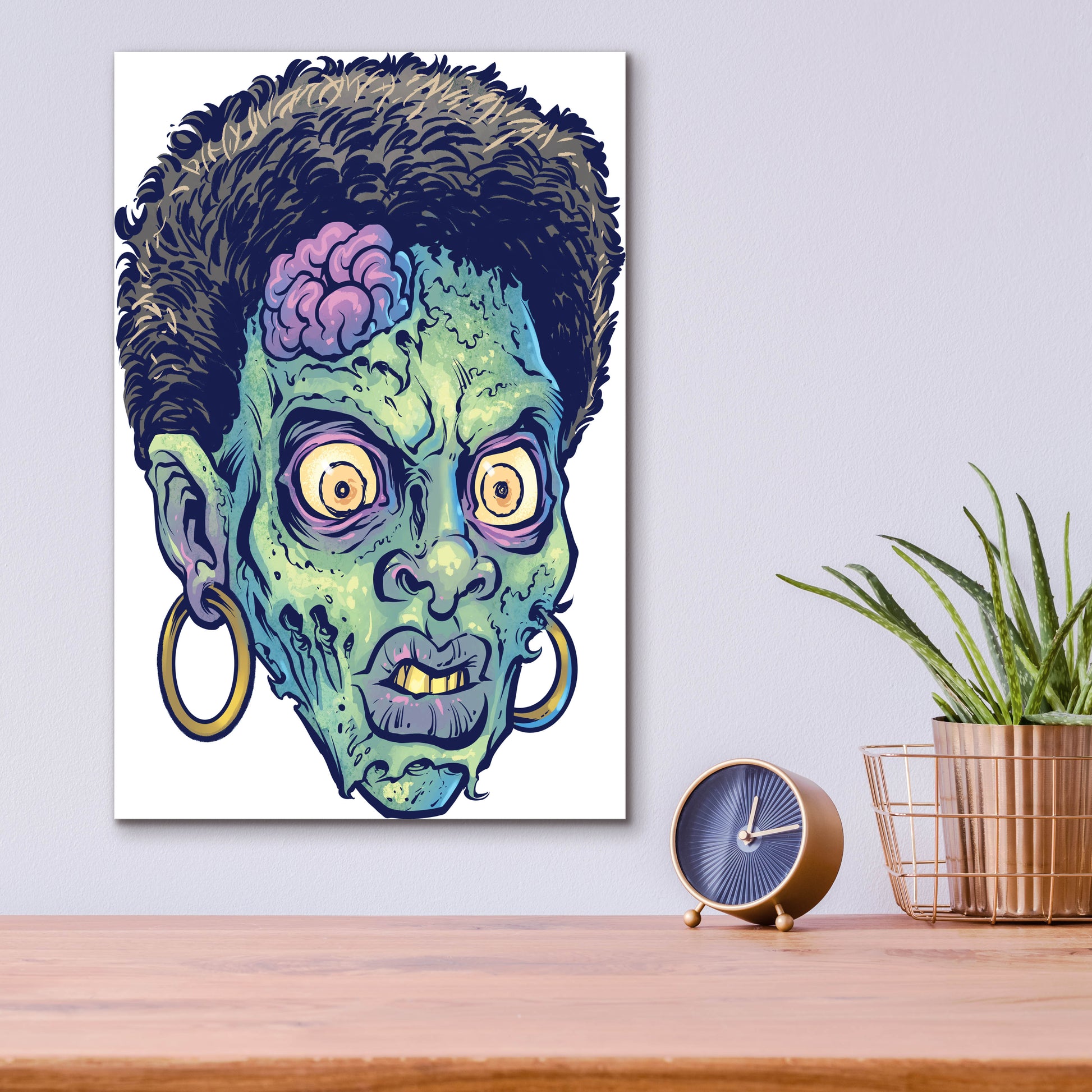 Epic Art 'Zombie Pattern Head 11' by Flyland Designs, Acrylic Glass Wall Art,12x16