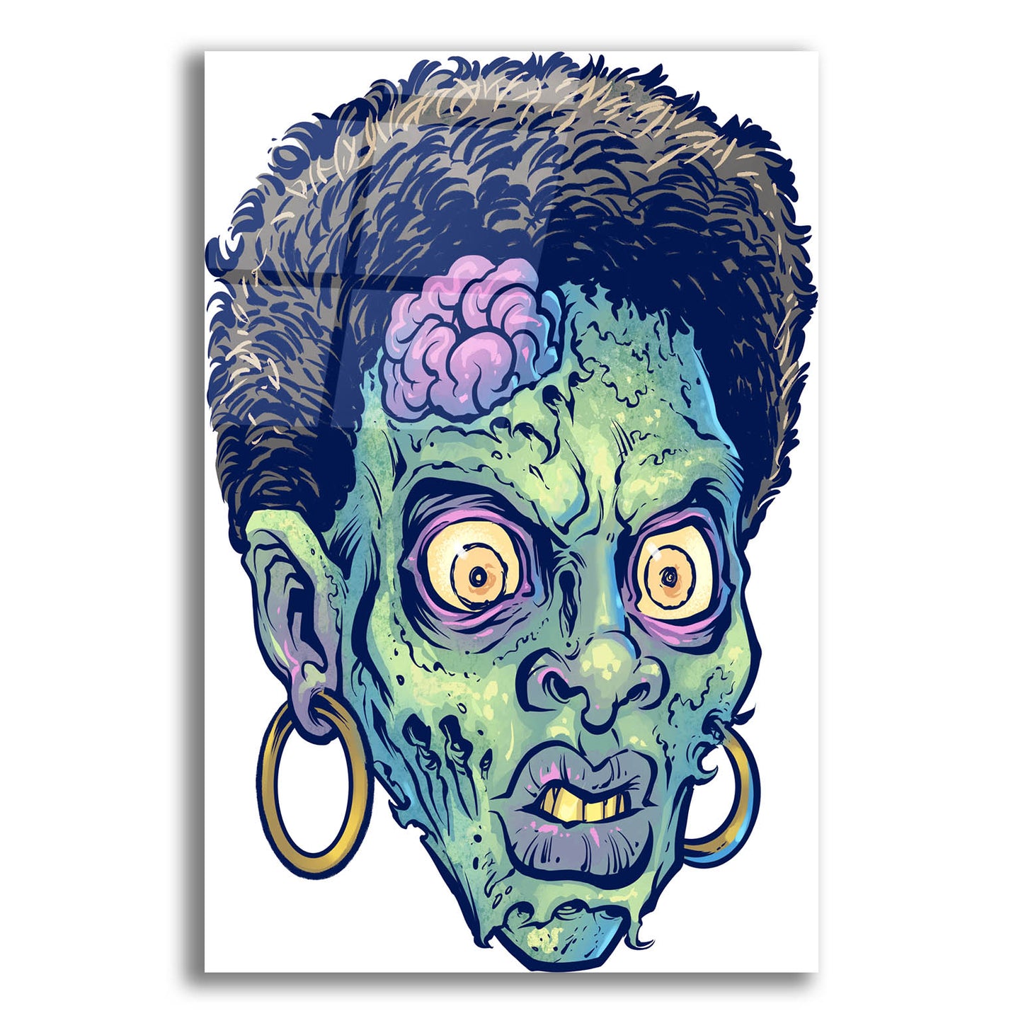 Epic Art 'Zombie Pattern Head 11' by Flyland Designs, Acrylic Glass Wall Art,12x16