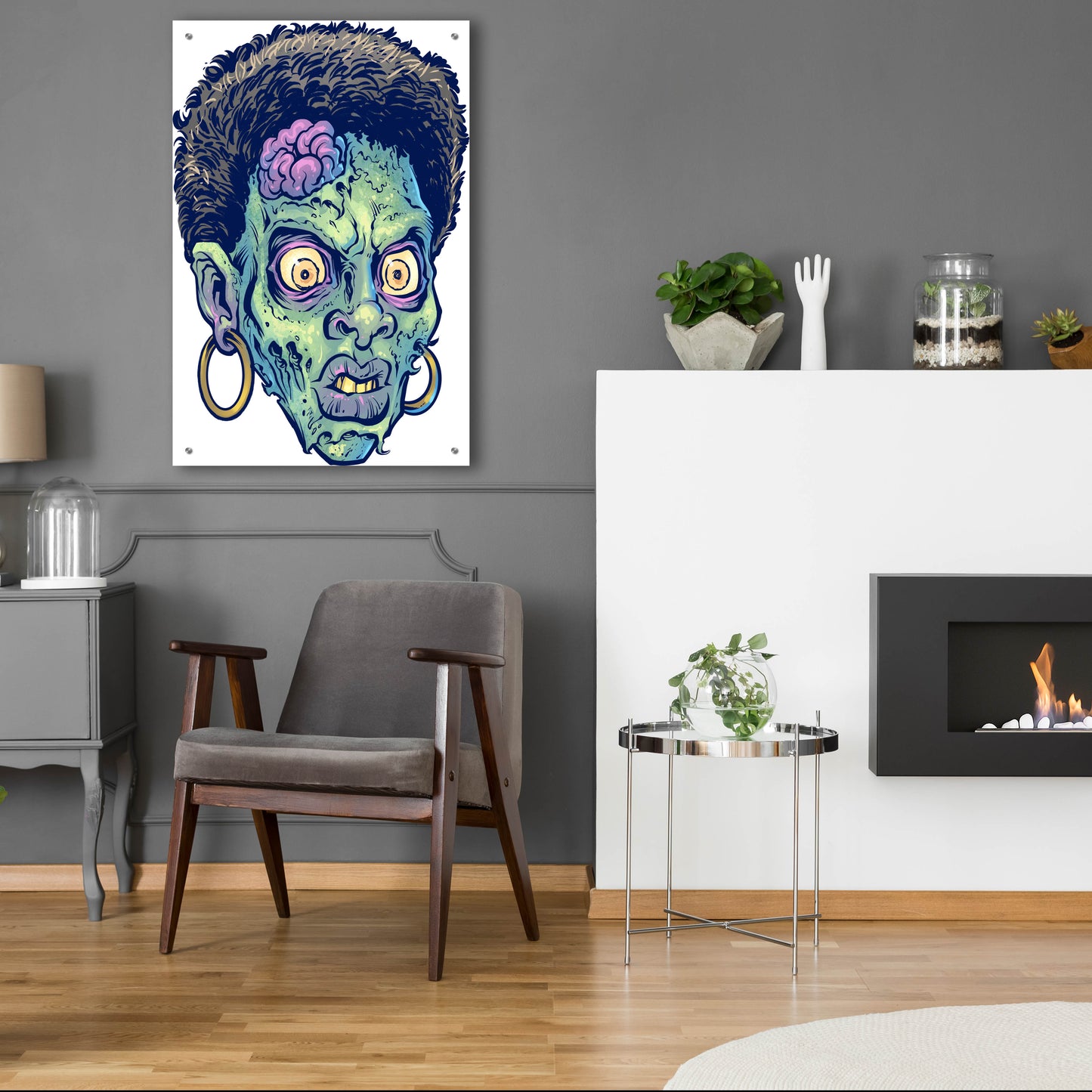 Epic Art 'Zombie Pattern Head 11' by Flyland Designs, Acrylic Glass Wall Art,24x36