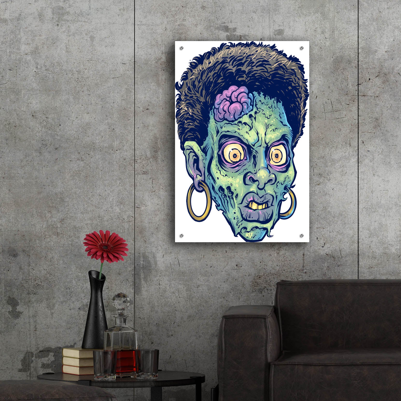 Epic Art 'Zombie Pattern Head 11' by Flyland Designs, Acrylic Glass Wall Art,24x36