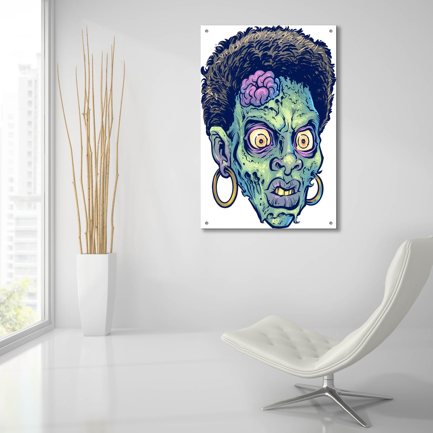 Epic Art 'Zombie Pattern Head 11' by Flyland Designs, Acrylic Glass Wall Art,24x36