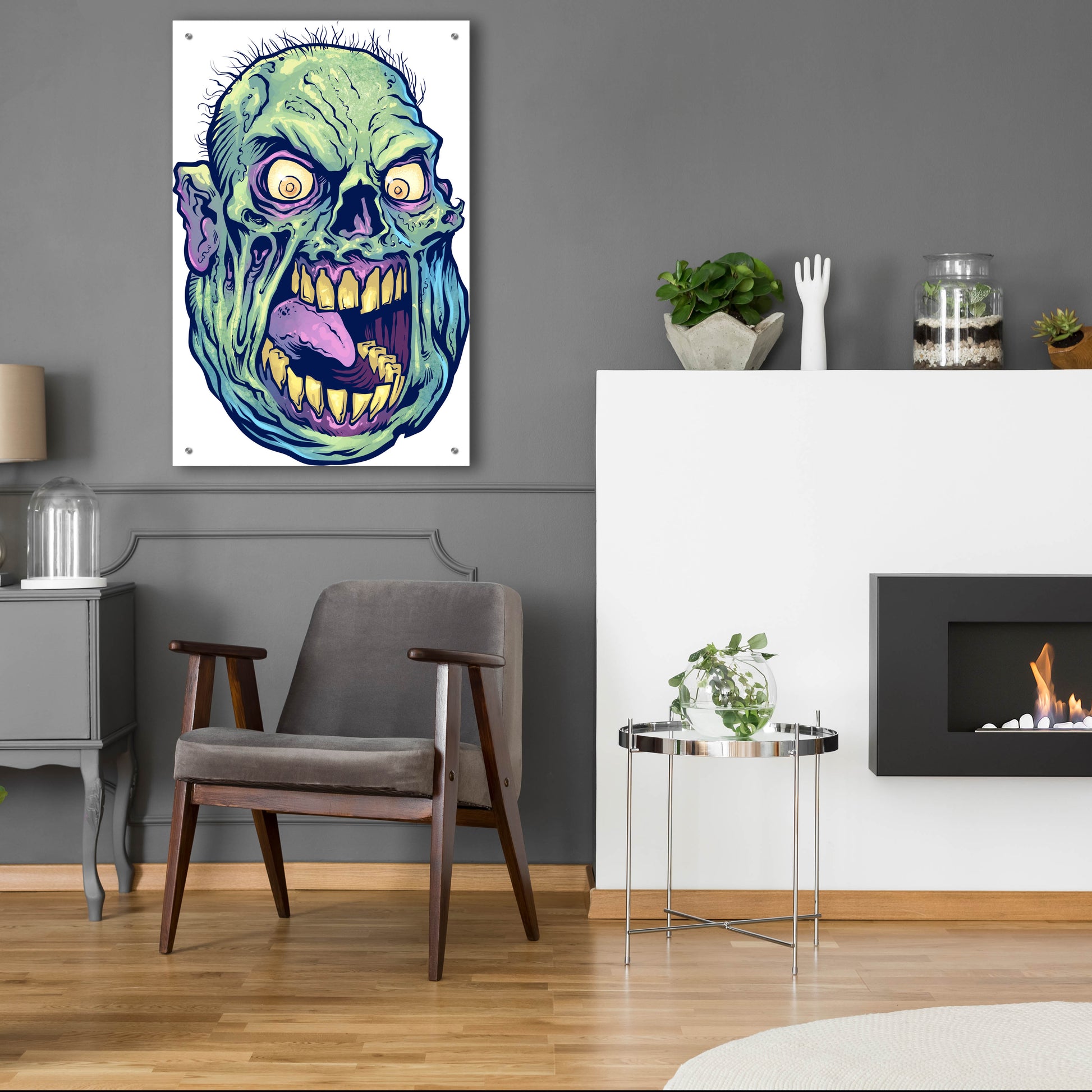 Epic Art 'Zombie Pattern Head 12' by Flyland Designs, Acrylic Glass Wall Art,24x36