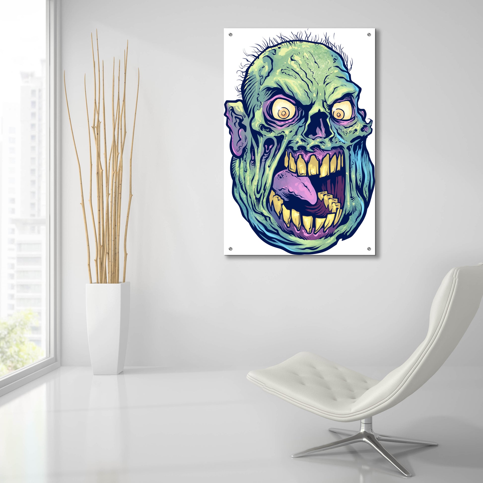 Epic Art 'Zombie Pattern Head 12' by Flyland Designs, Acrylic Glass Wall Art,24x36