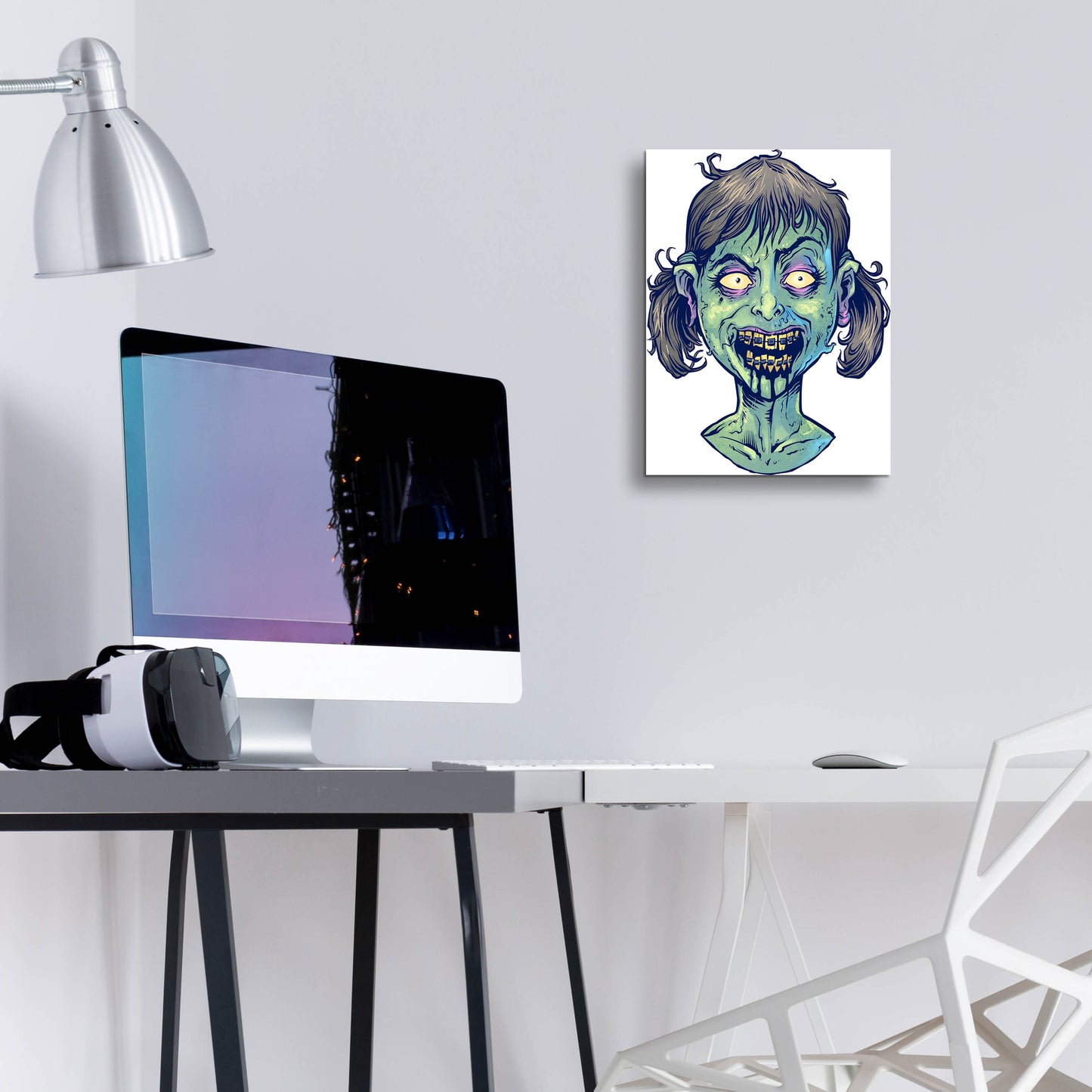 Epic Art 'Zombie Pattern Head 13' by Flyland Designs, Acrylic Glass Wall Art,12x16