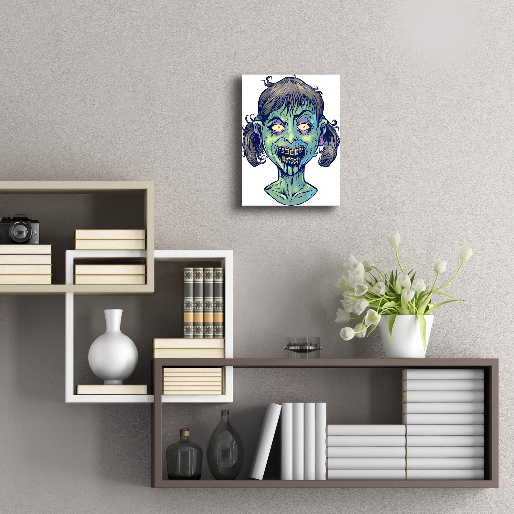 Epic Art 'Zombie Pattern Head 13' by Flyland Designs, Acrylic Glass Wall Art,12x16