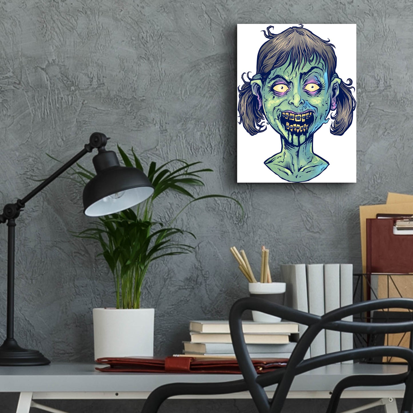 Epic Art 'Zombie Pattern Head 13' by Flyland Designs, Acrylic Glass Wall Art,12x16