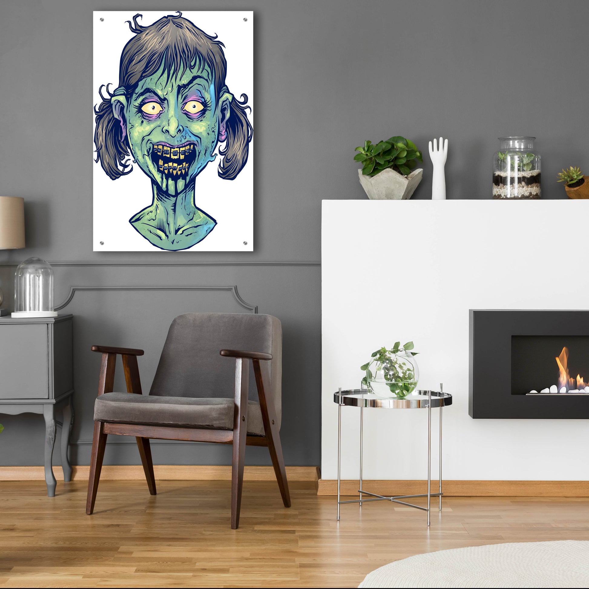 Epic Art 'Zombie Pattern Head 13' by Flyland Designs, Acrylic Glass Wall Art,24x36