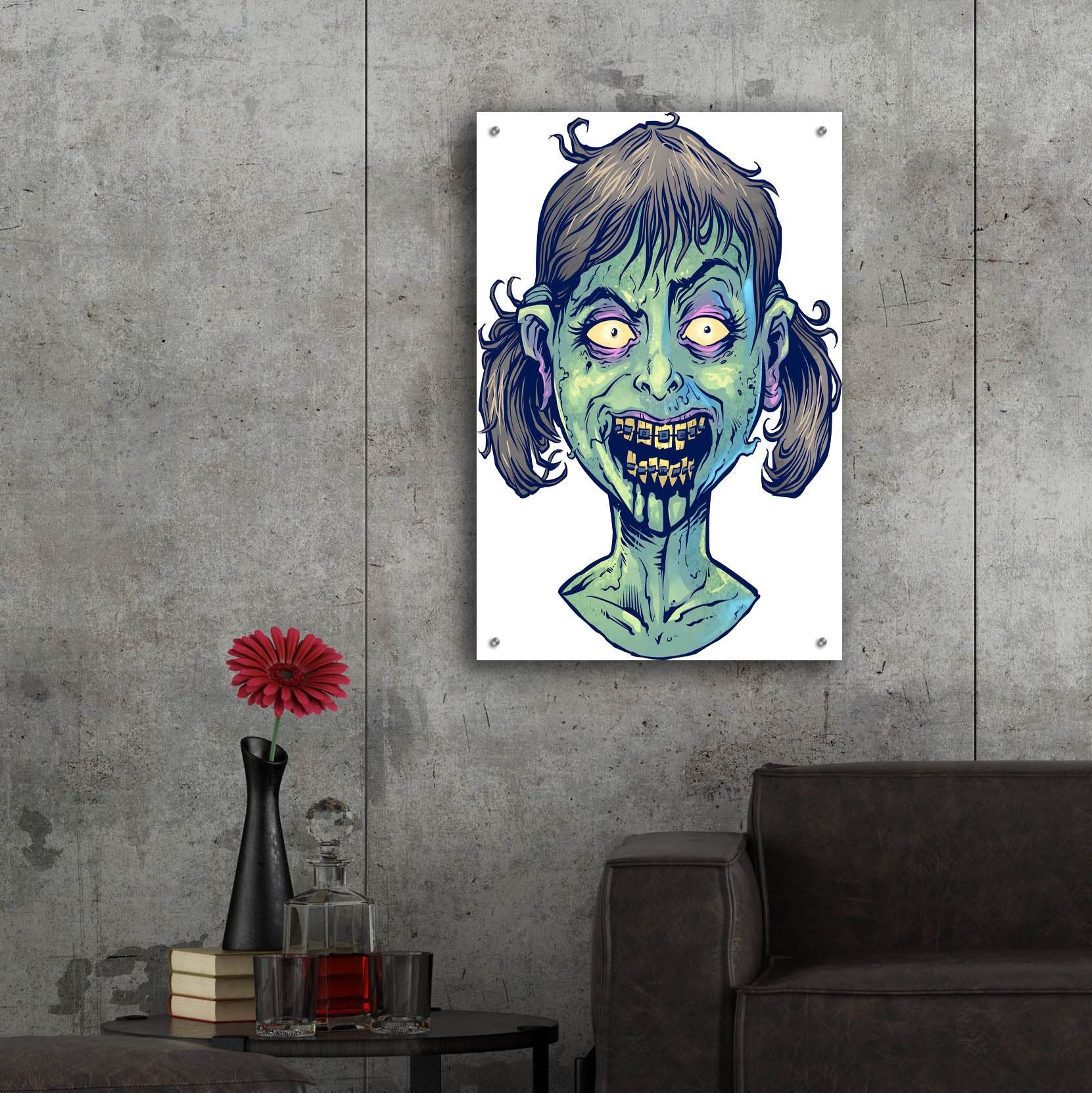 Epic Art 'Zombie Pattern Head 13' by Flyland Designs, Acrylic Glass Wall Art,24x36