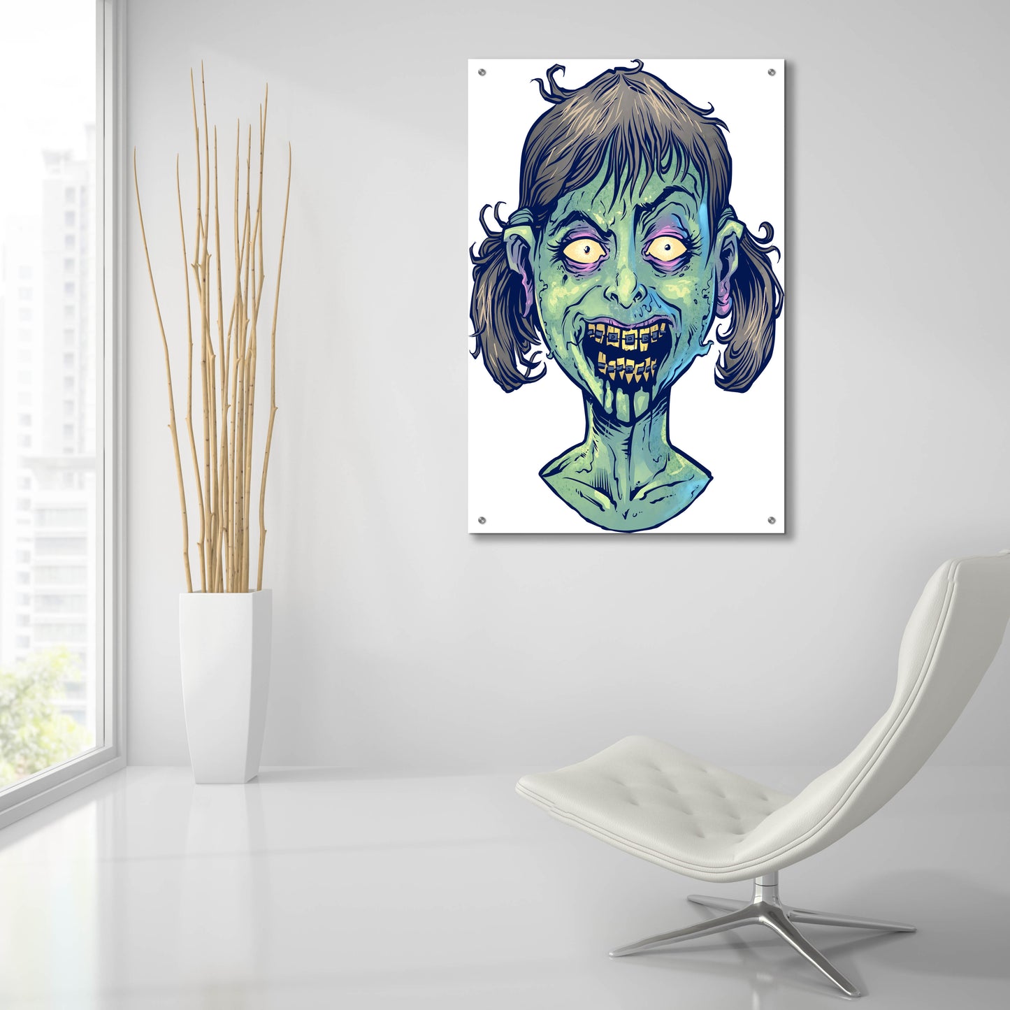 Epic Art 'Zombie Pattern Head 13' by Flyland Designs, Acrylic Glass Wall Art,24x36