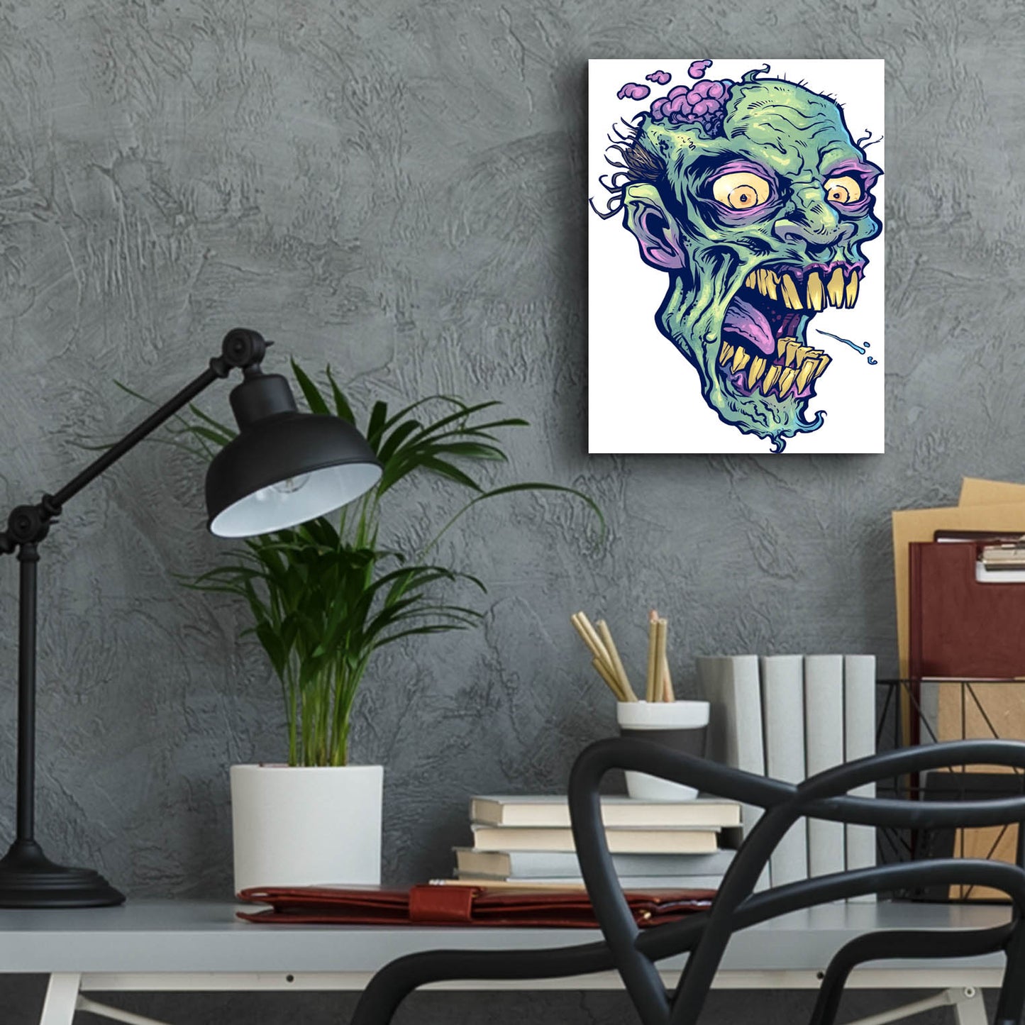 Epic Art 'Zombie Pattern Head 14' by Flyland Designs, Acrylic Glass Wall Art,12x16